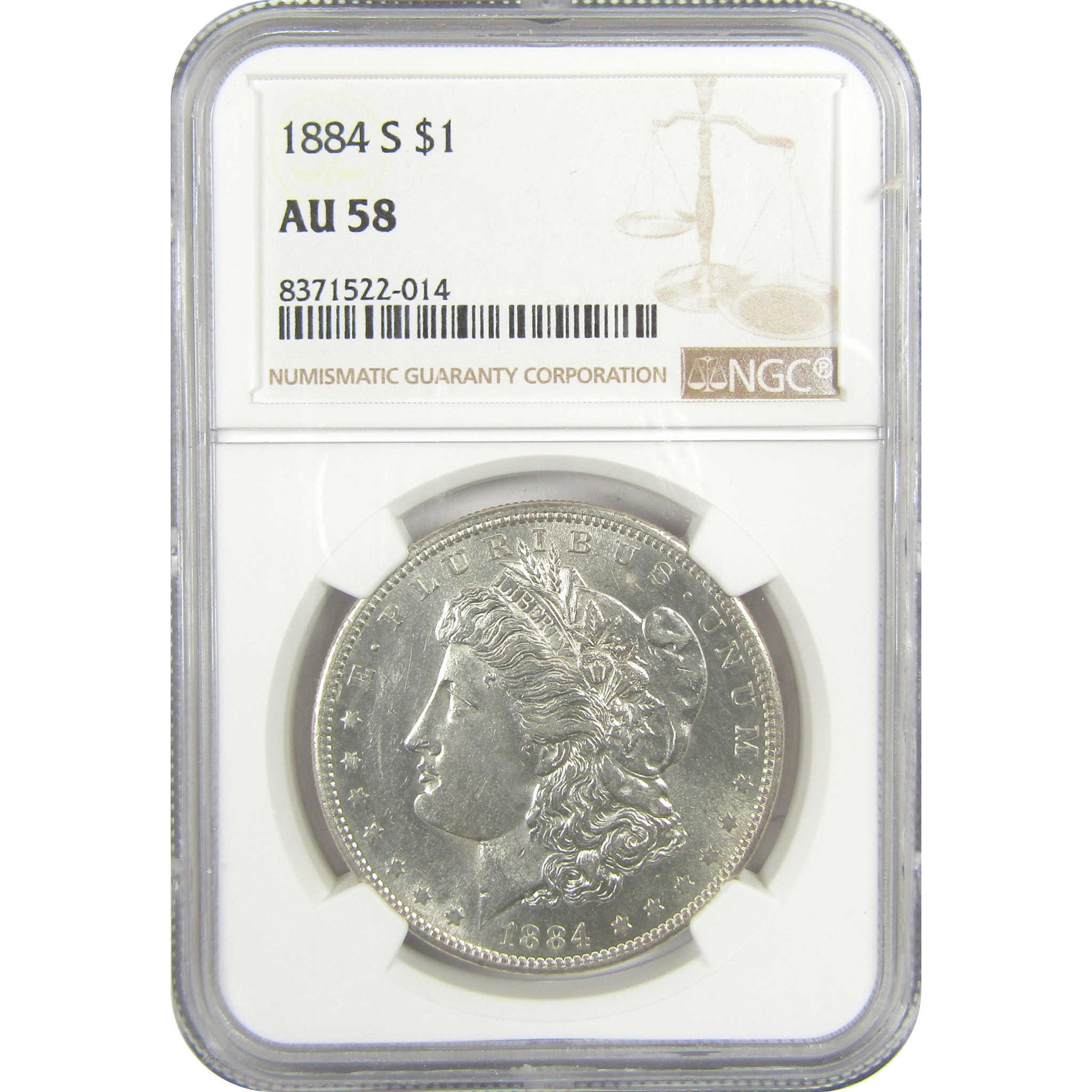 1884 S Morgan Dollar AU 58 NGC Silver $1 Coin SKU:I19578 - Morgan coin - Morgan silver dollar - Morgan silver dollar for sale - Profile Coins & Collectibles