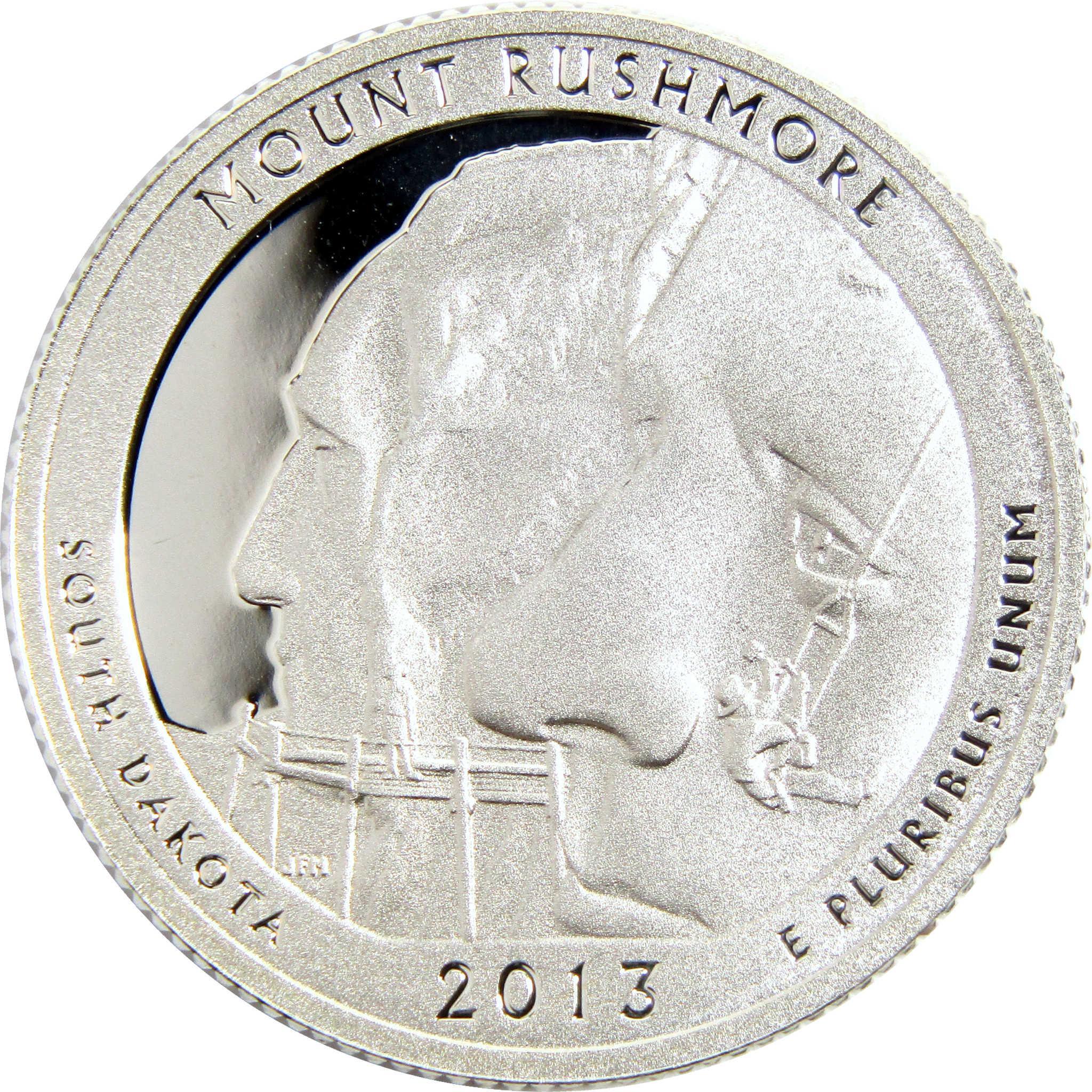 2013 Mount Rushmore South Dakota collectible coin, detailed engraved faces and text
