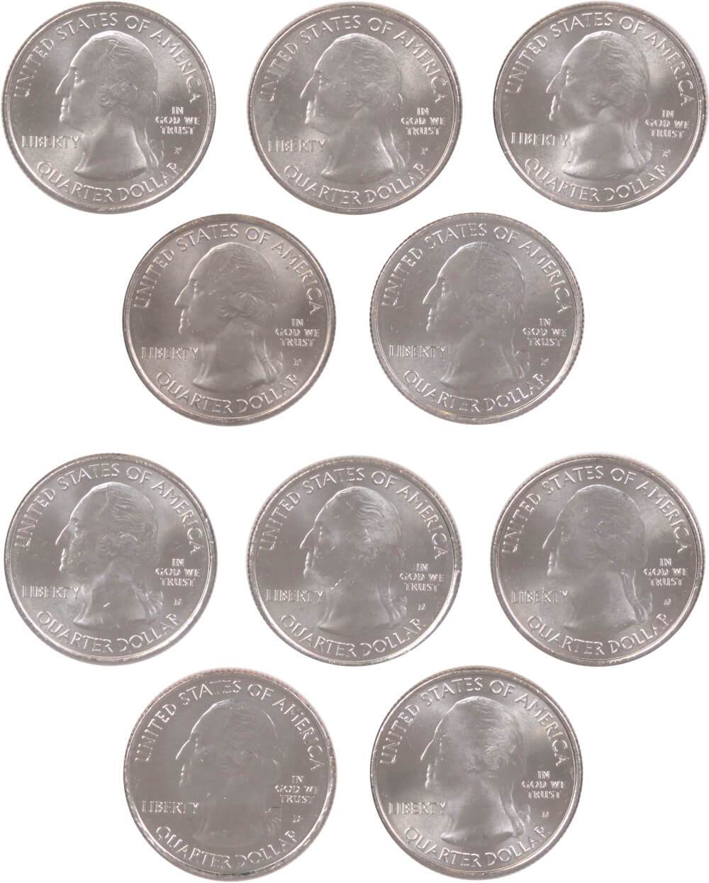 2011 P&D Quarter 10 Coin Set Clad Uncirculated Mint State