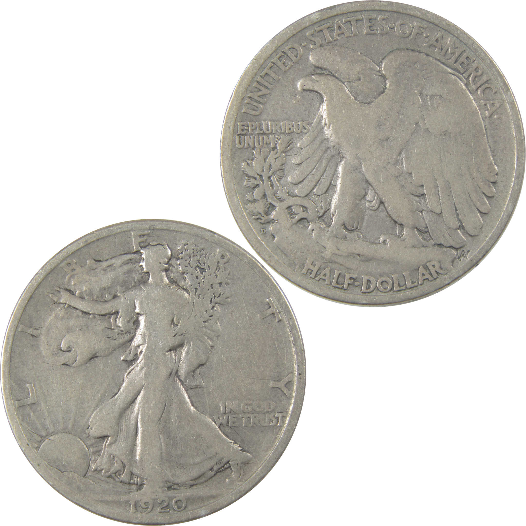 1920 D Liberty Walking Silver 50c VG Very Good Details SKU:I24145