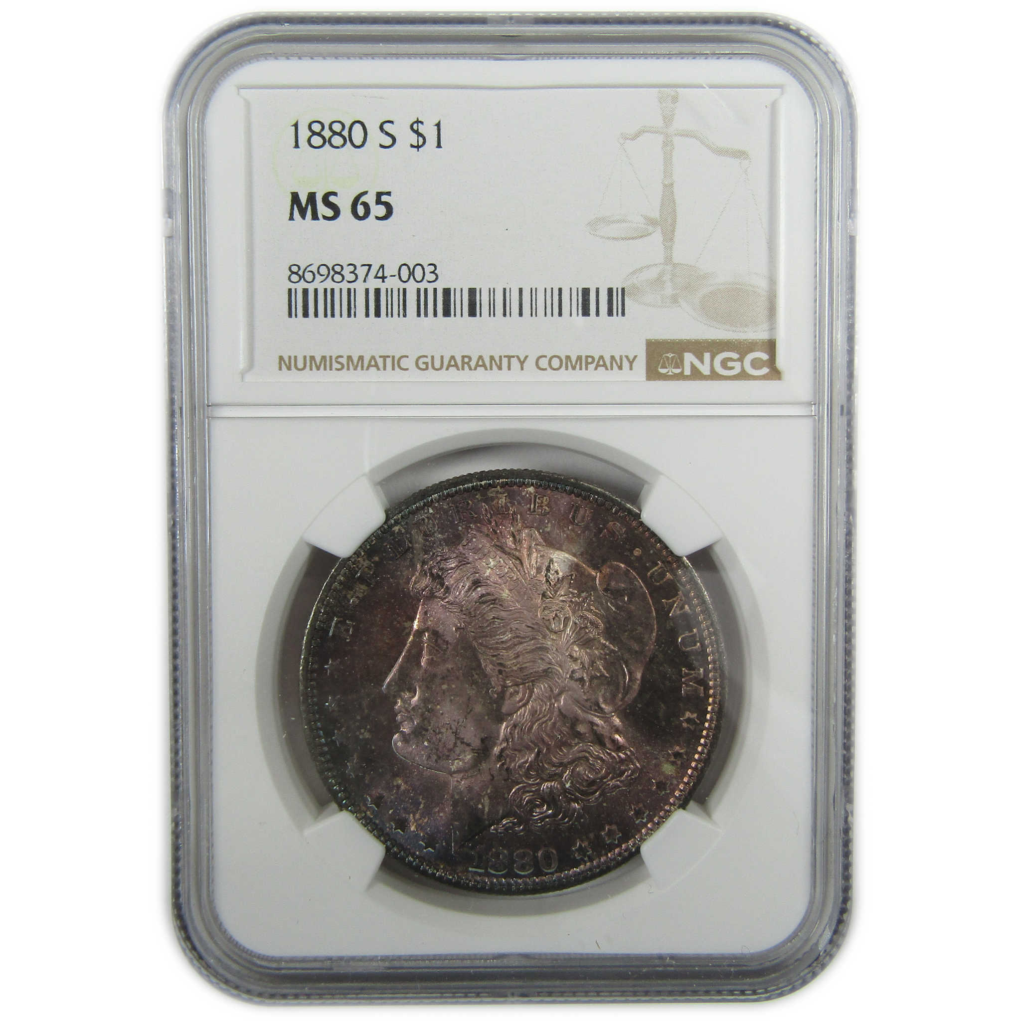 1880 S Morgan Silver Dollar MS 65 NGC Toned Obverse SKU:I27919