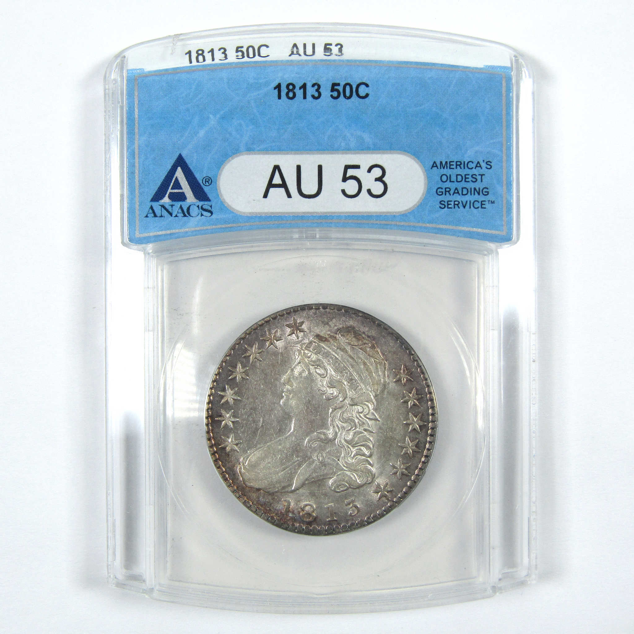 1813 Capped Bust Half Dollar AU 53 ANACS Silver 50c Coin SKU:I14423