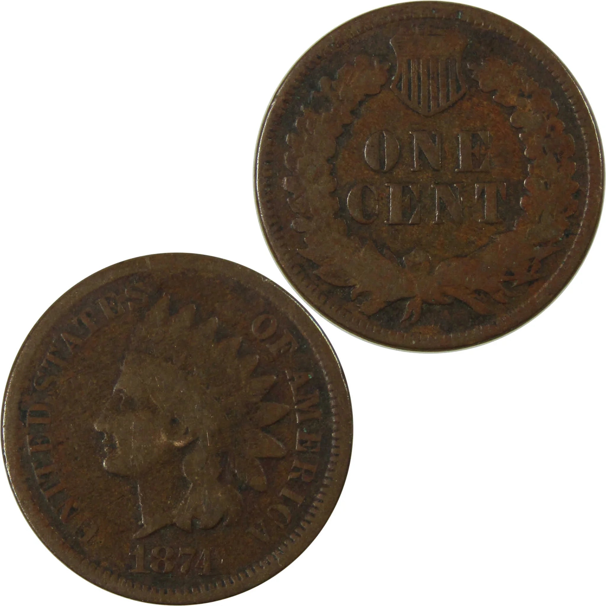 1874 Indian Head Cent G Good Penny 1c Coin Collectible SKU:I26413