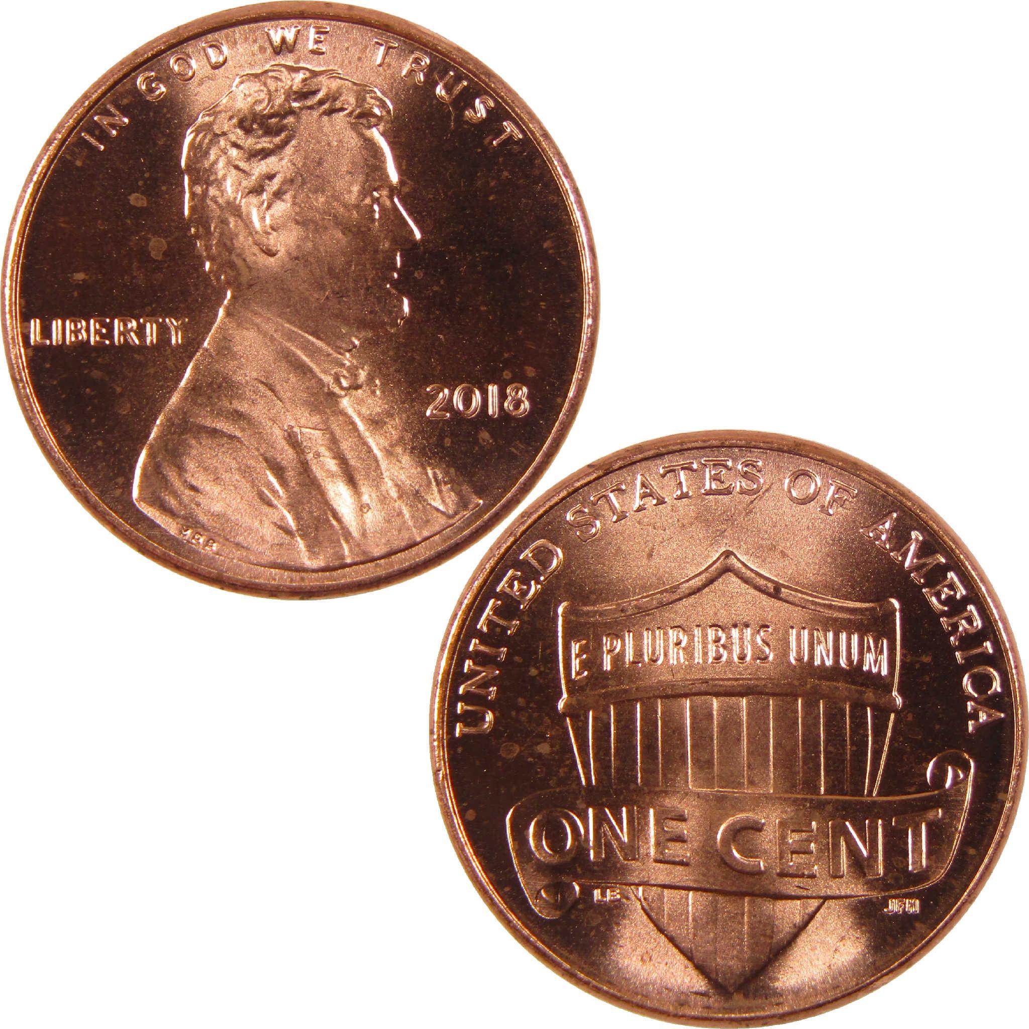 2018 Lincoln penny coin obverse and reverse, collectible US one cent piece