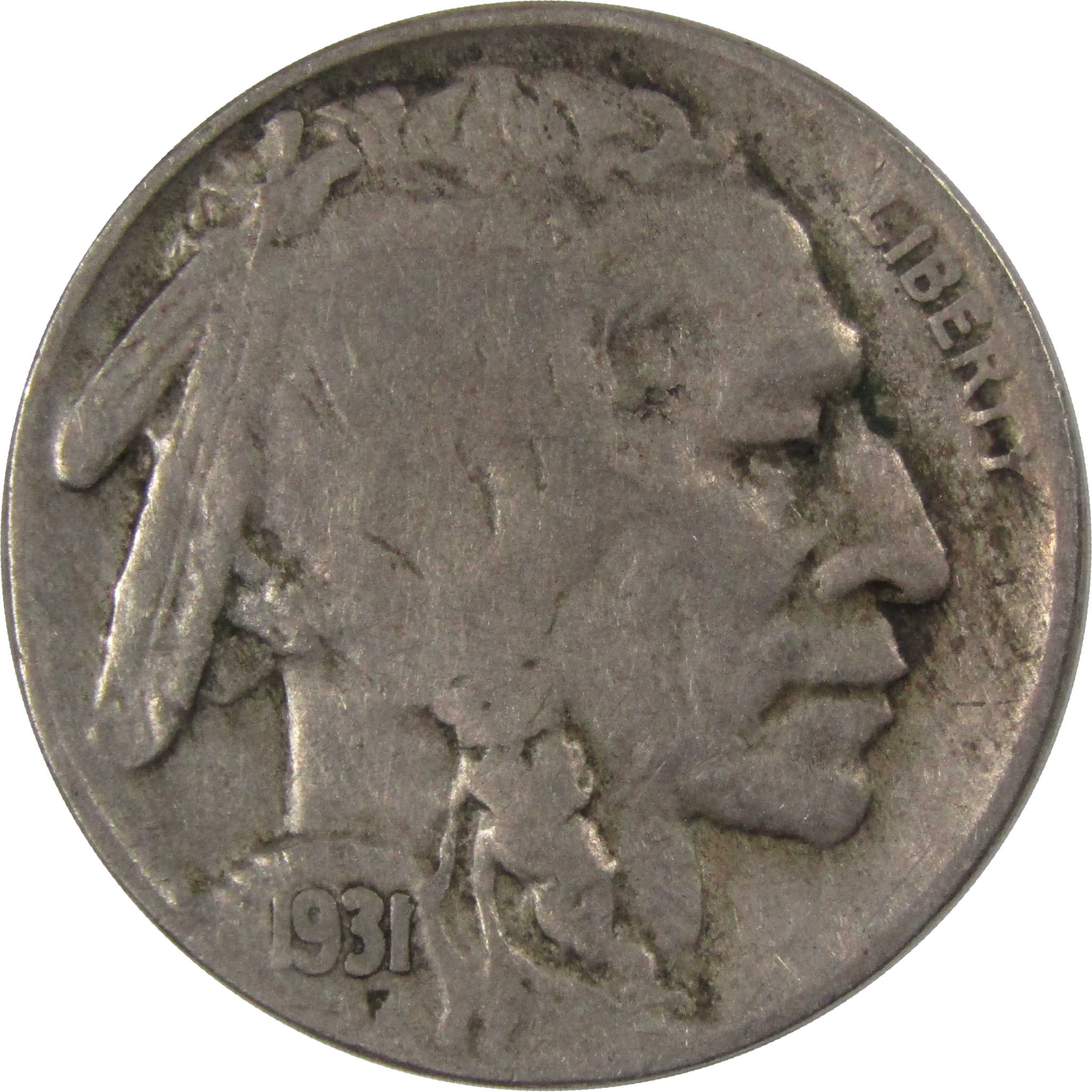 1931 S Indian Head Buffalo Nickel F Fine 5c Coin SKU:I23473