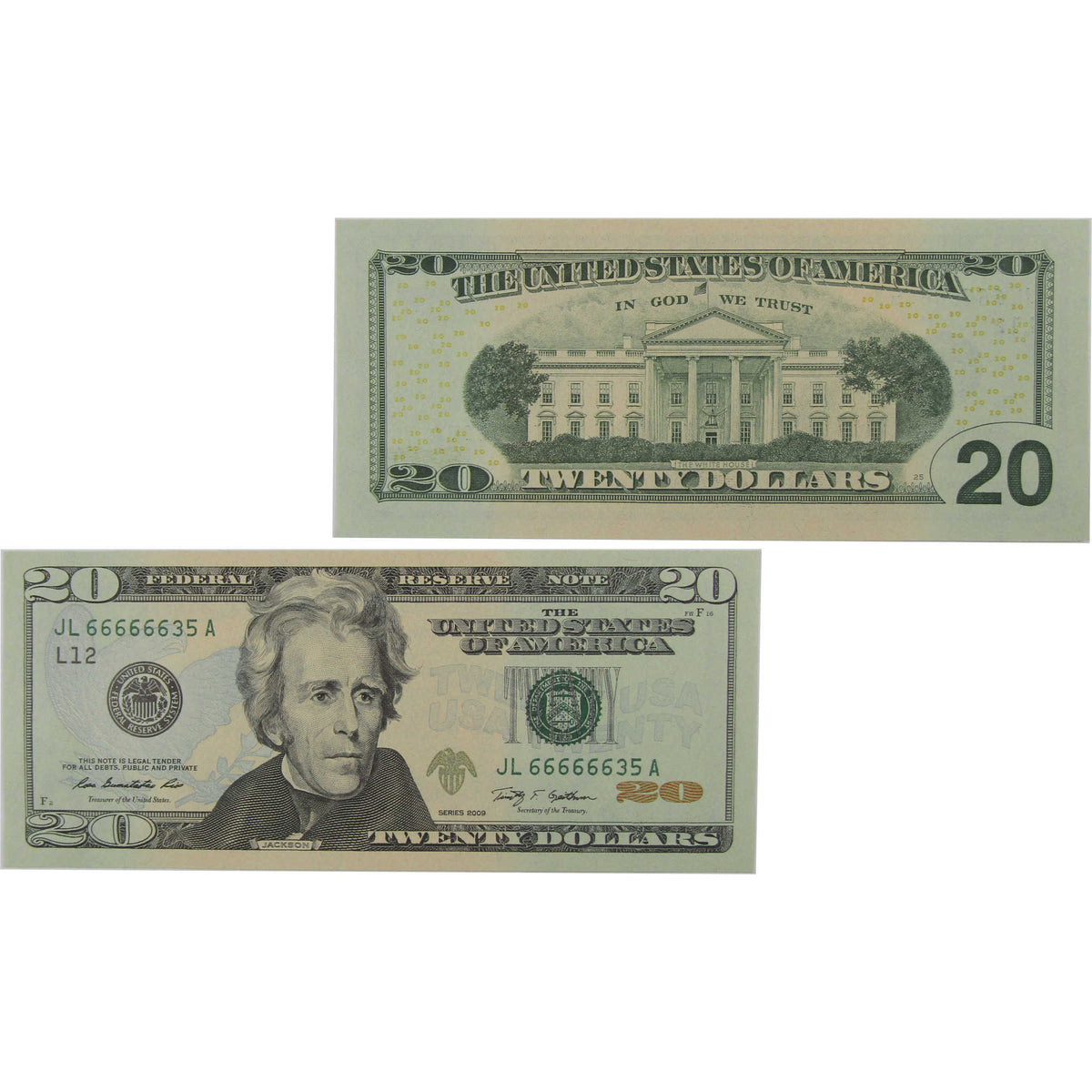 $20 Federal Reserve Note Uncirculated Serial Block Starts With Six 6's