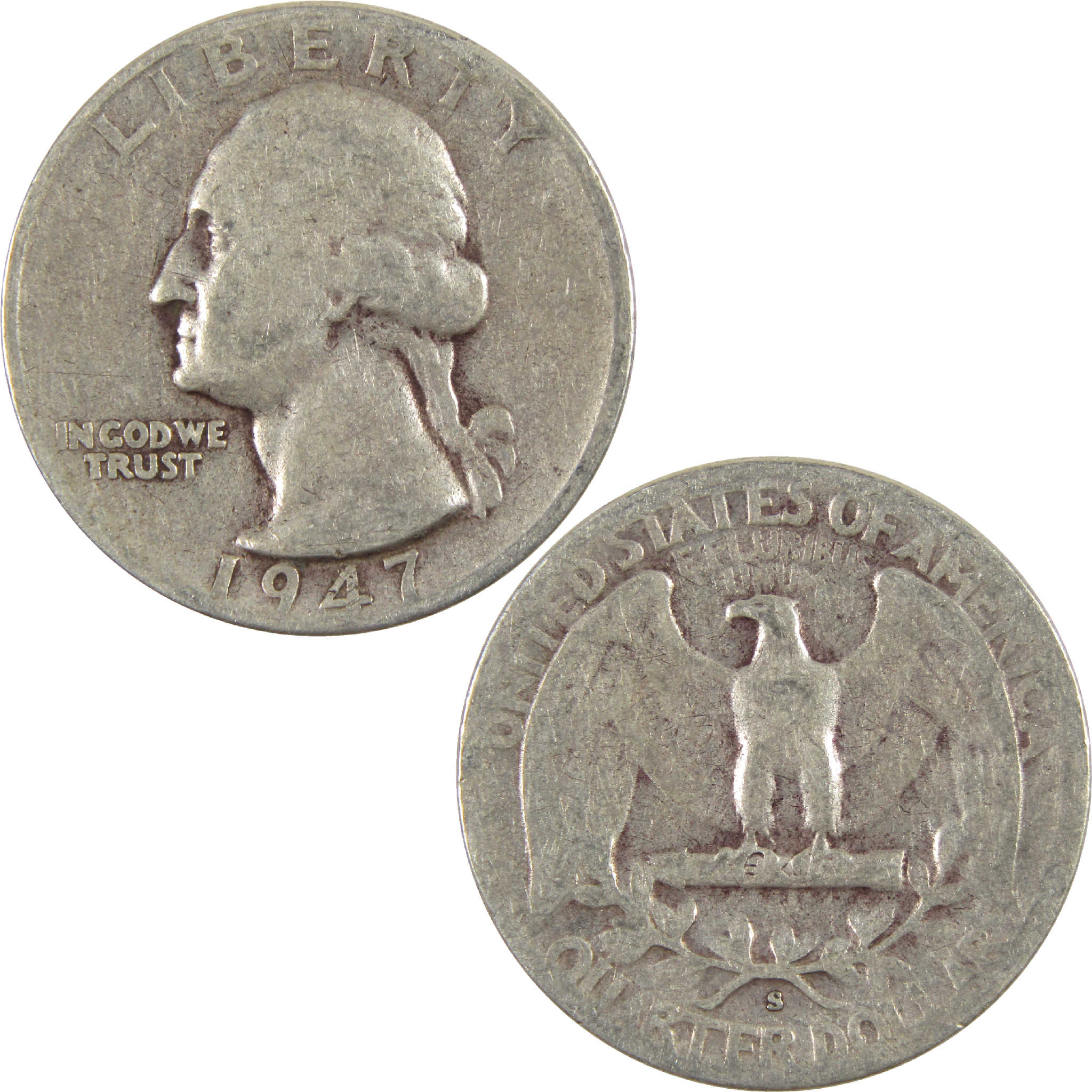 1947 S Washington Quarter Circulated Silver 25c Coin Collectible