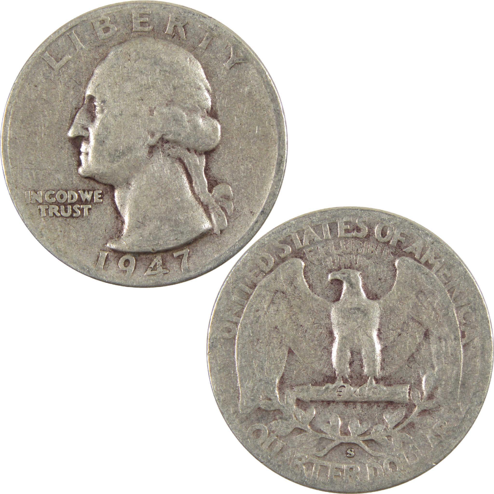 1947 S Washington Quarter Circulated Silver 25c Coin Collectible