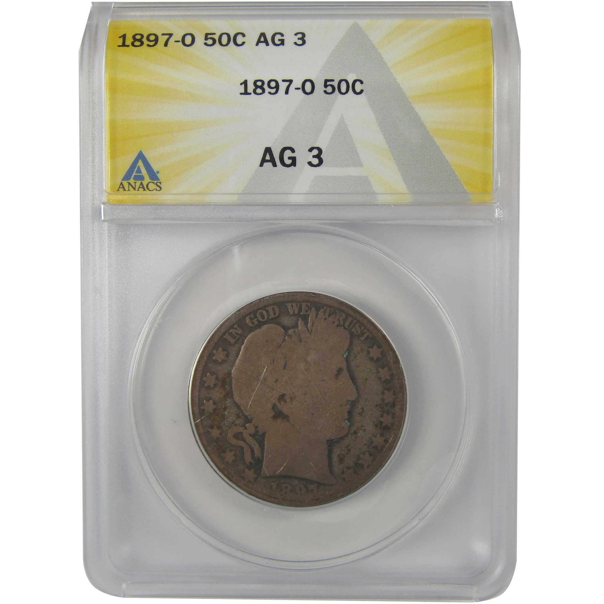 1897 O Barber Half Dollar AG 3 ANACS Silver 50c Coin SKU:I22228