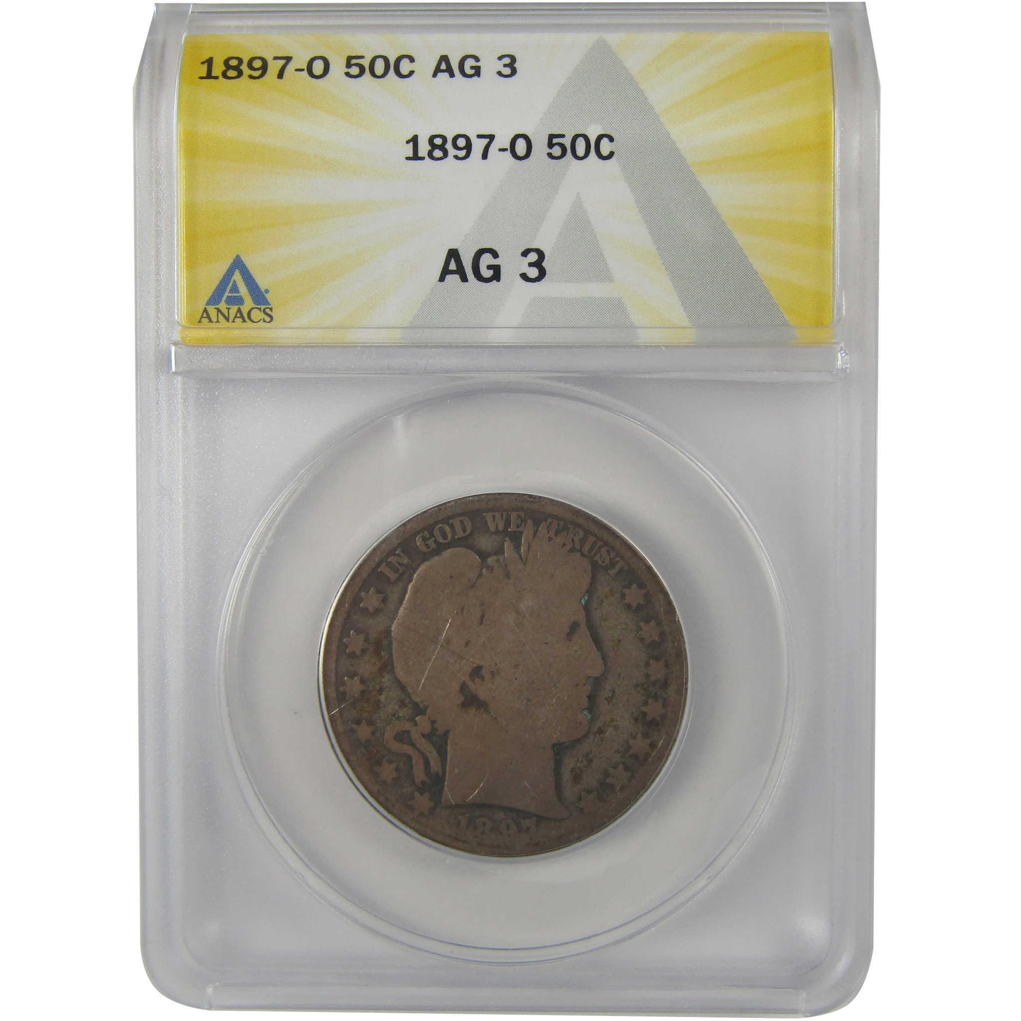 1897 O Barber Half Dollar AG 3 ANACS Silver 50c Coin SKU:I22228