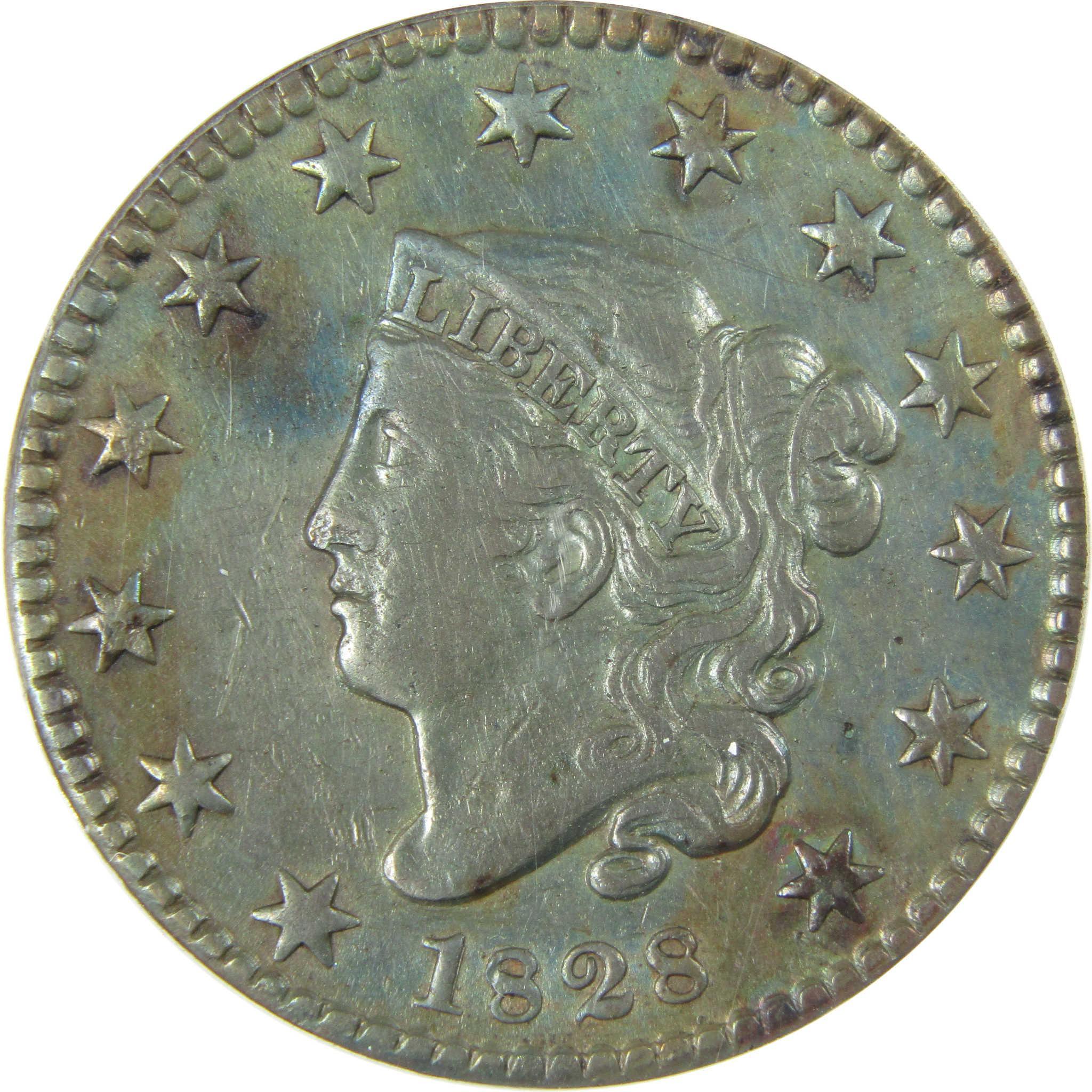 1828 Small Date Coronet Head Copper 1c VF 35 Details ANACS SKU:CP787