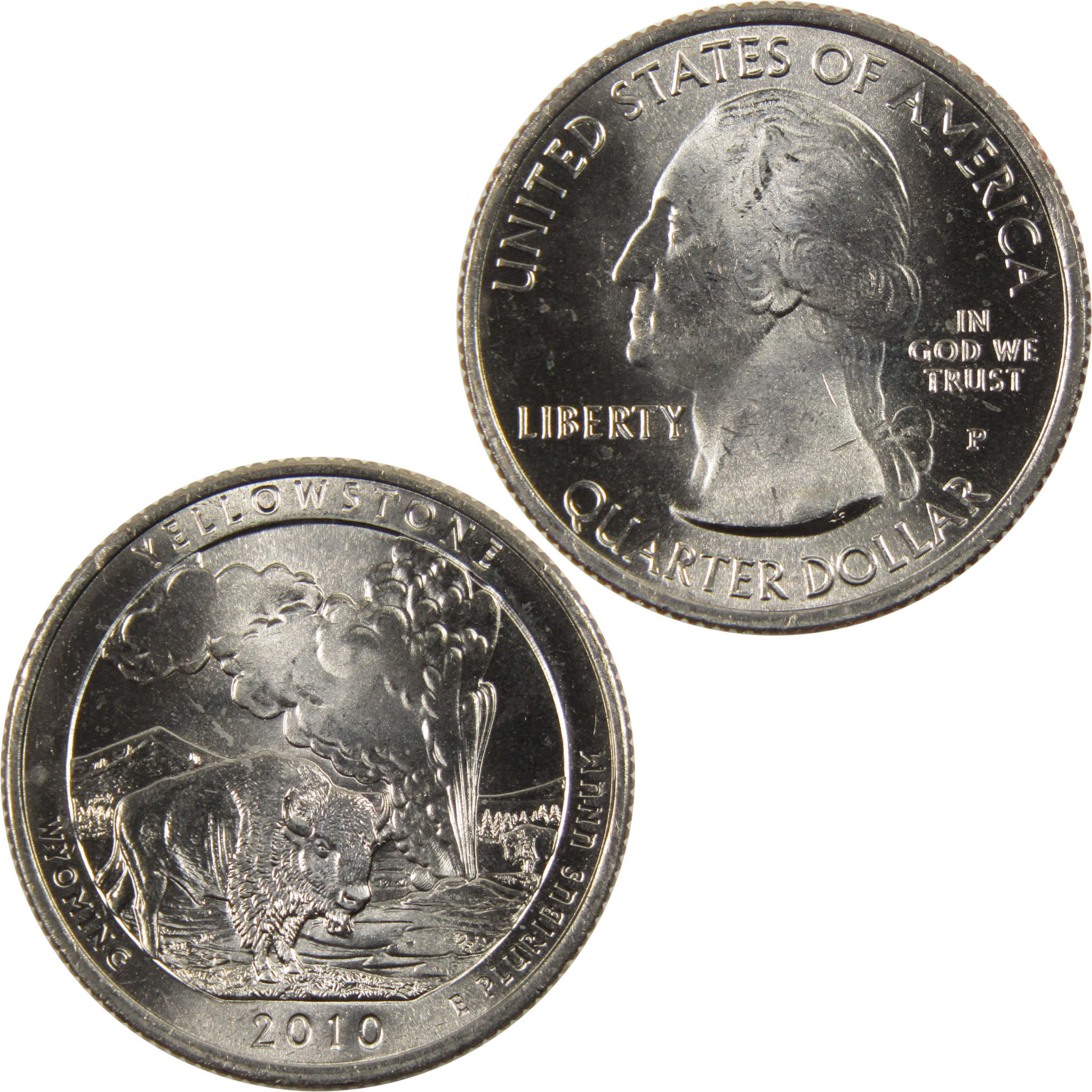 2010 P Yellowstone National Park Quarter BU Uncirculated Clad 25c Coin