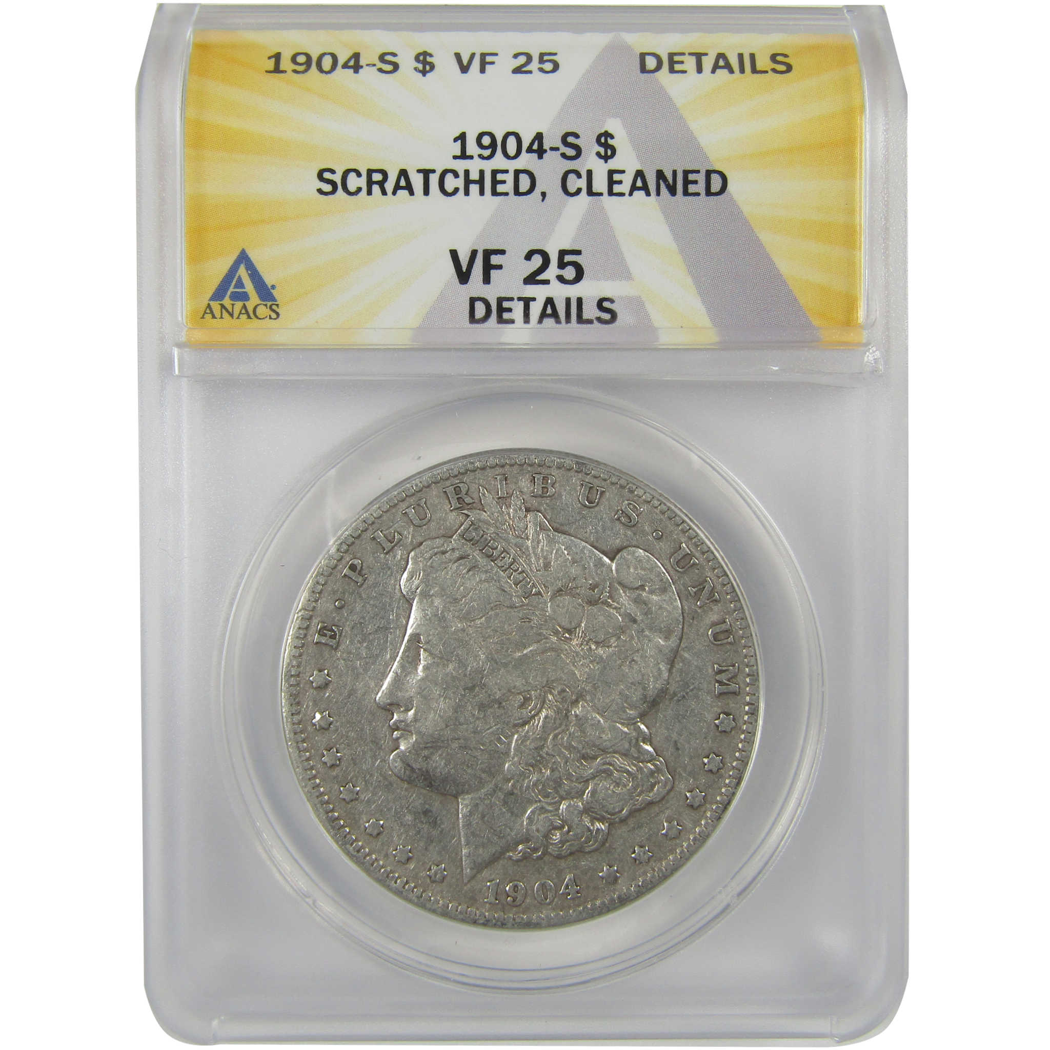 1904 S Morgan Dollar VF 25 Details ANACS Silver $1 Coin SKU:I21133 - Morgan coin - Morgan silver dollar - Morgan silver dollar for sale - Profile Coins & Collectibles