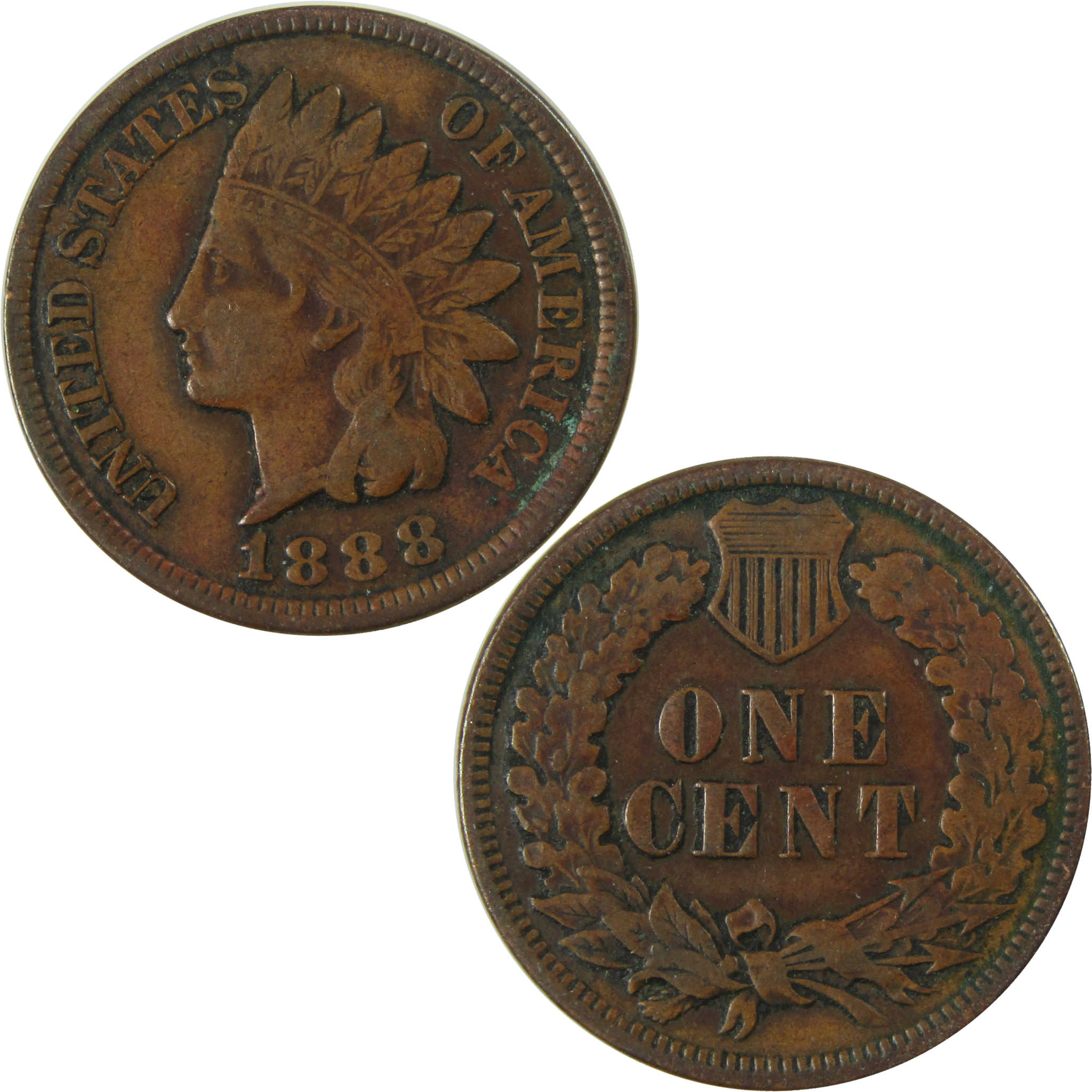 1888 Indian Head Cent F Fine Penny 1c Coin Collectible SKU:I26932