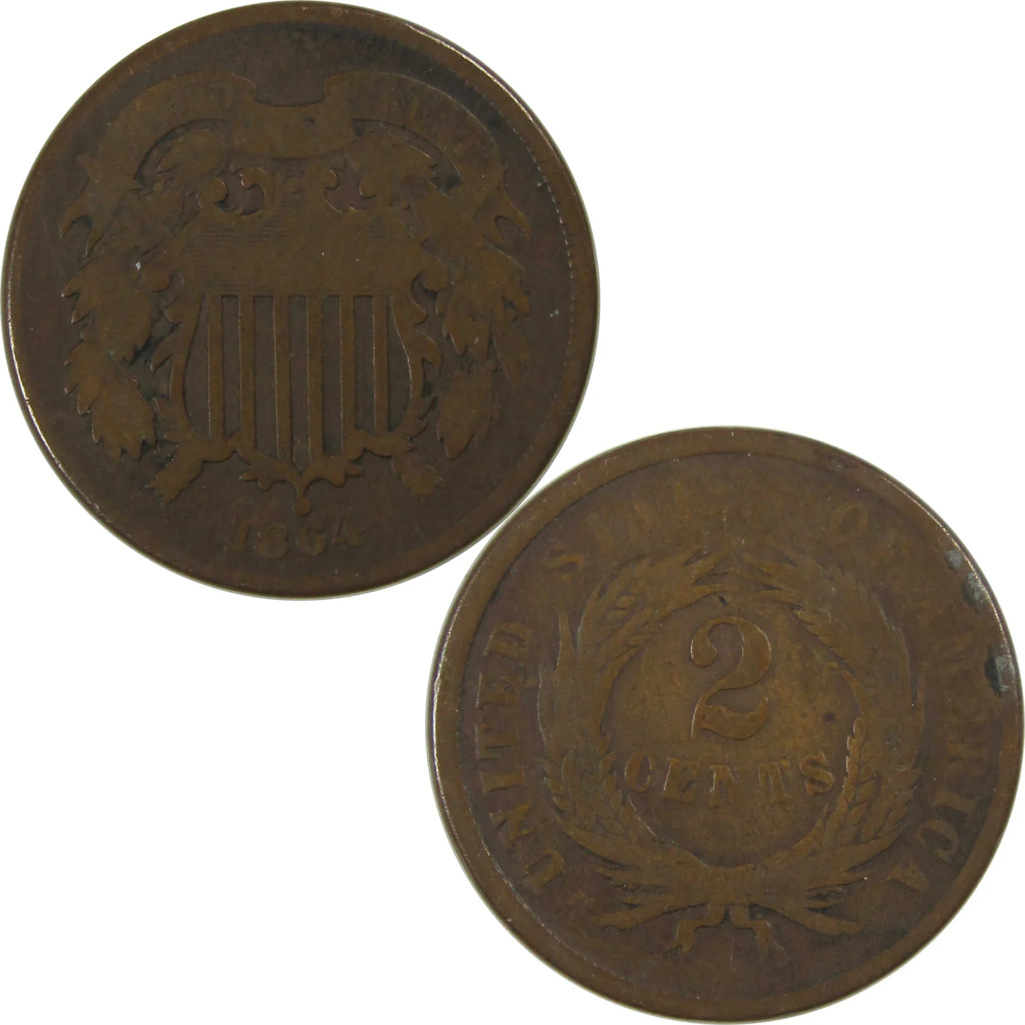 1864 Large Motto Two Cent Piece G Good 2c Coin SKU:CPC0745