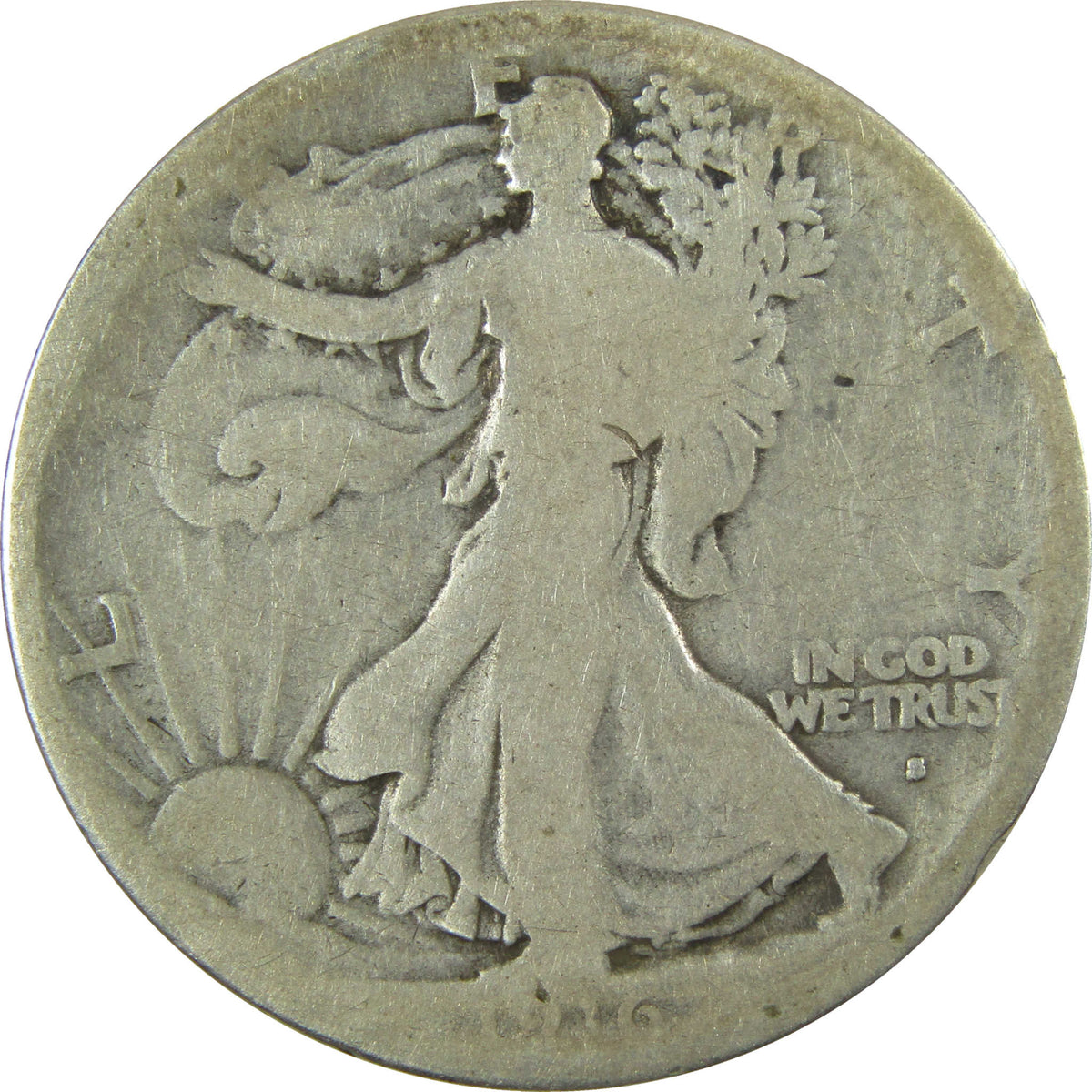 1916 S Liberty Walking Silver Half Dollar G Good Details SKU:CP1701