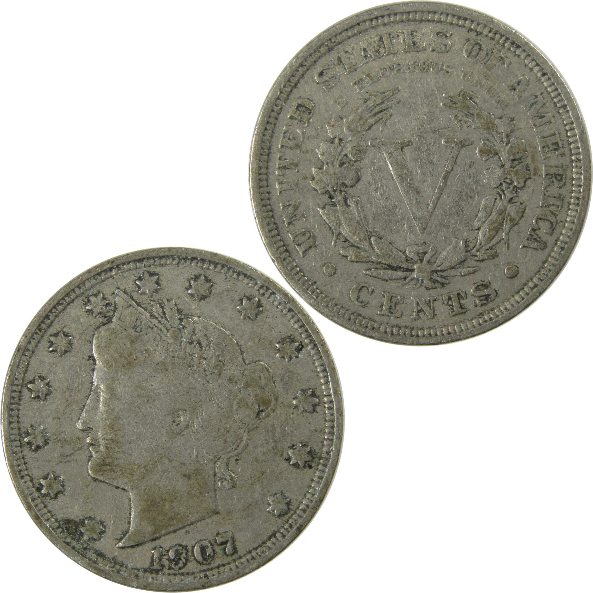 1907 Liberty Head V Nickel F Fine 5c Coin Collectible SKU:I26922