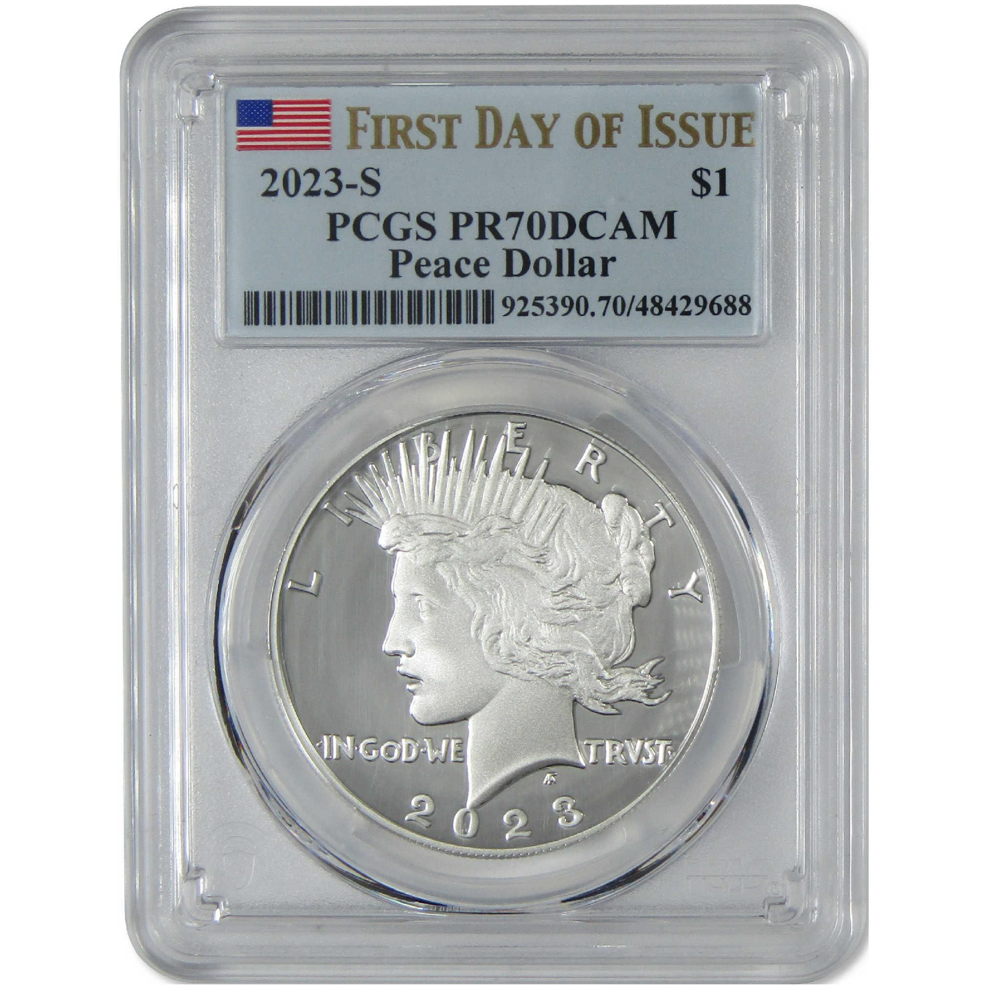 2023 S Peace Silver Dollar PR 70 DCAM PCGS Proof $1 Coin First Day