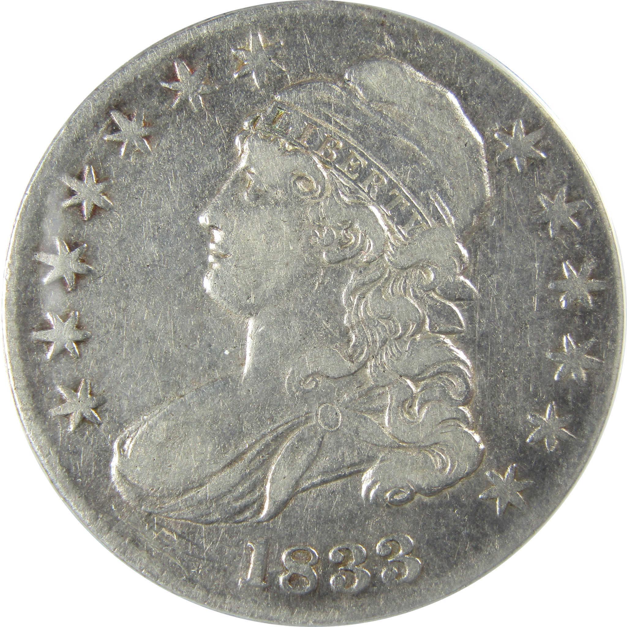 1833 Capped Bust Silver Half Dollar VF 35 Details ANACS SKU:CP801