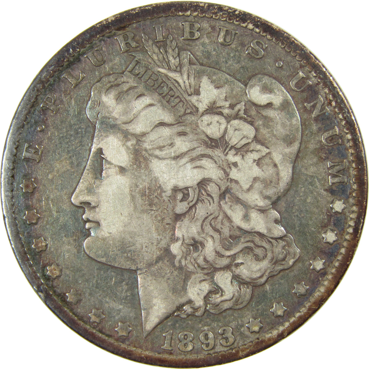 1893 CC Morgan Silver Dollar F Fine Details $1 Coin SKU:CP1745