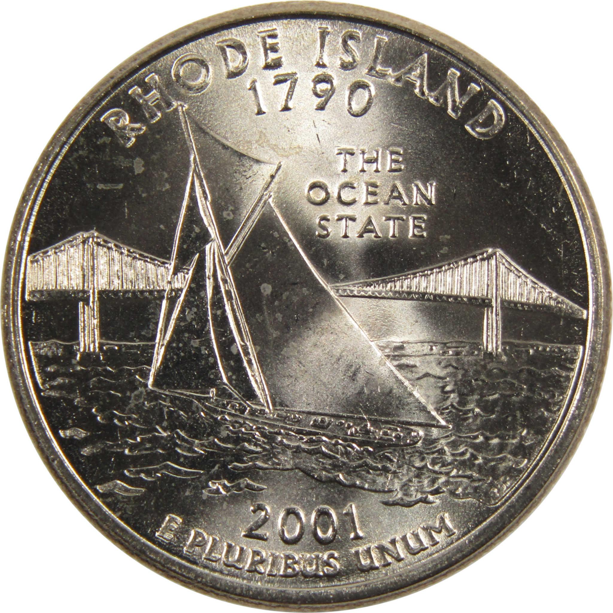 2001 P Rhode Island State Quarter BU Uncirculated Clad 25c Coin