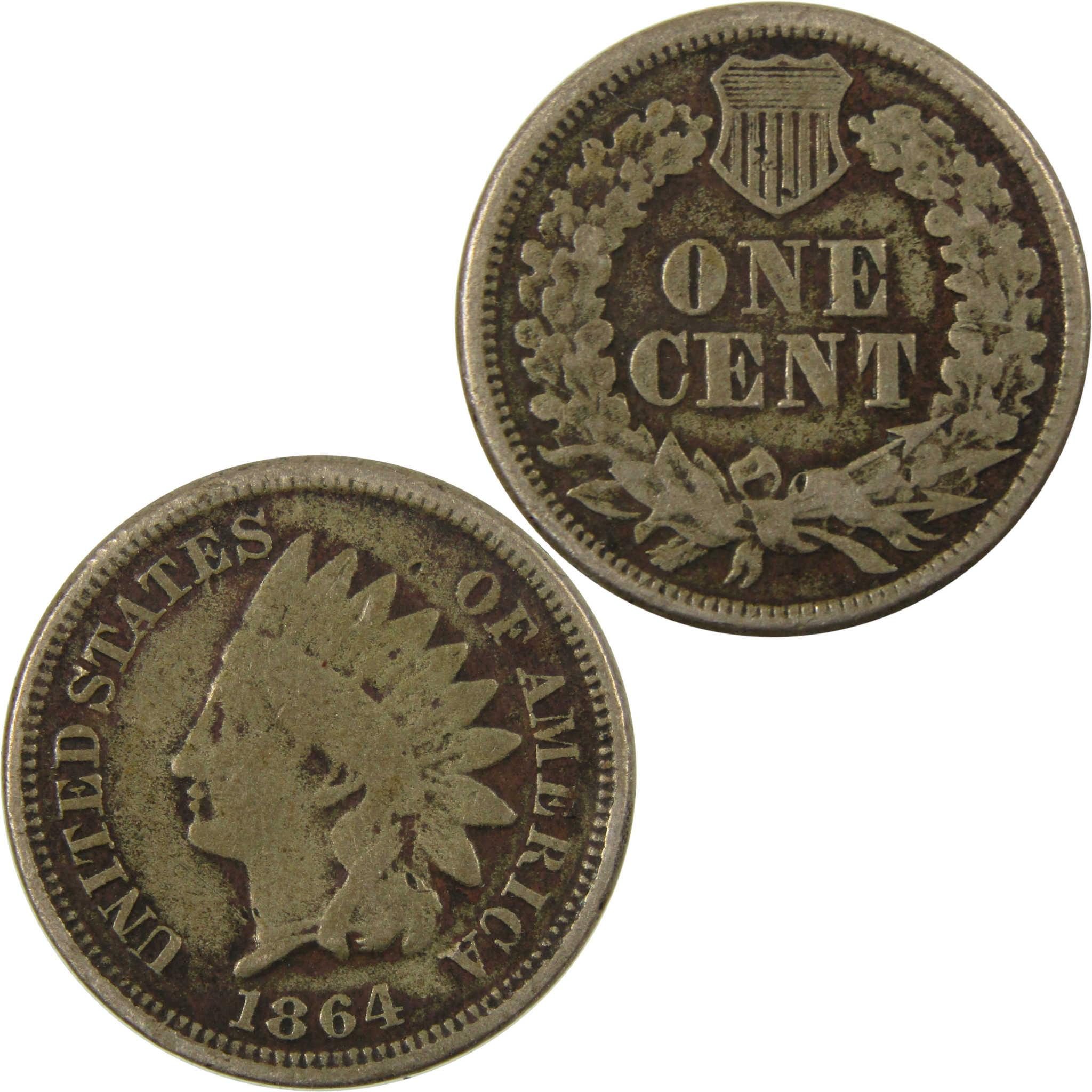 1864 Indian Head Copper-Nickel Cent G Good Penny 1c Coin SKU:CP1117