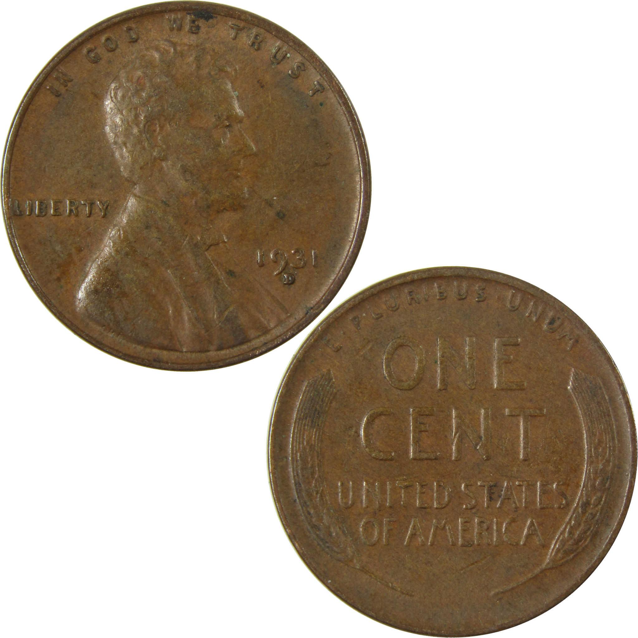 1931 D Lincoln Wheat Cent XF EF Extremely Fine Penny SKU:I27132