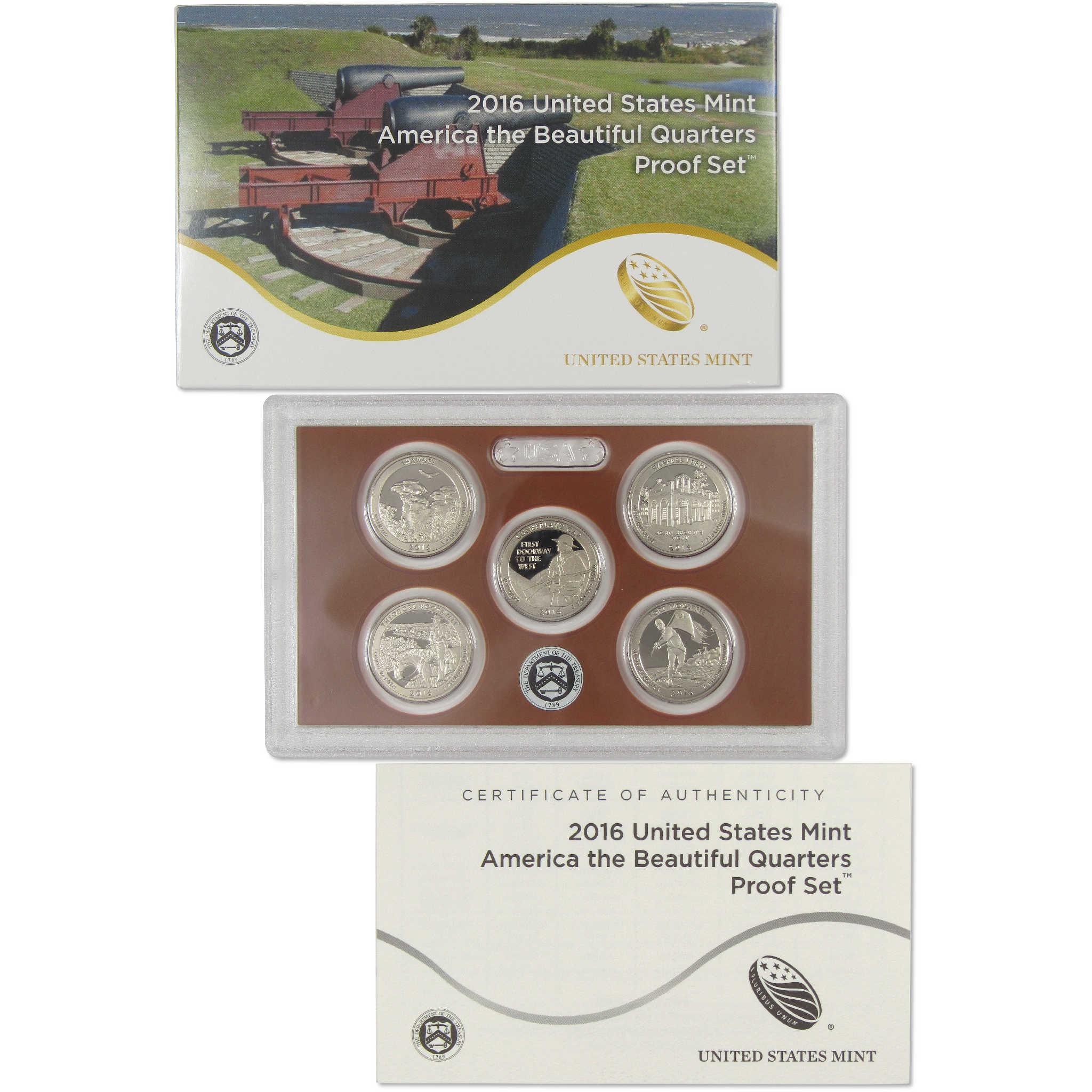 2016 America the Beautiful Quarter Clad Proof Set U.S. Mint OGP COA