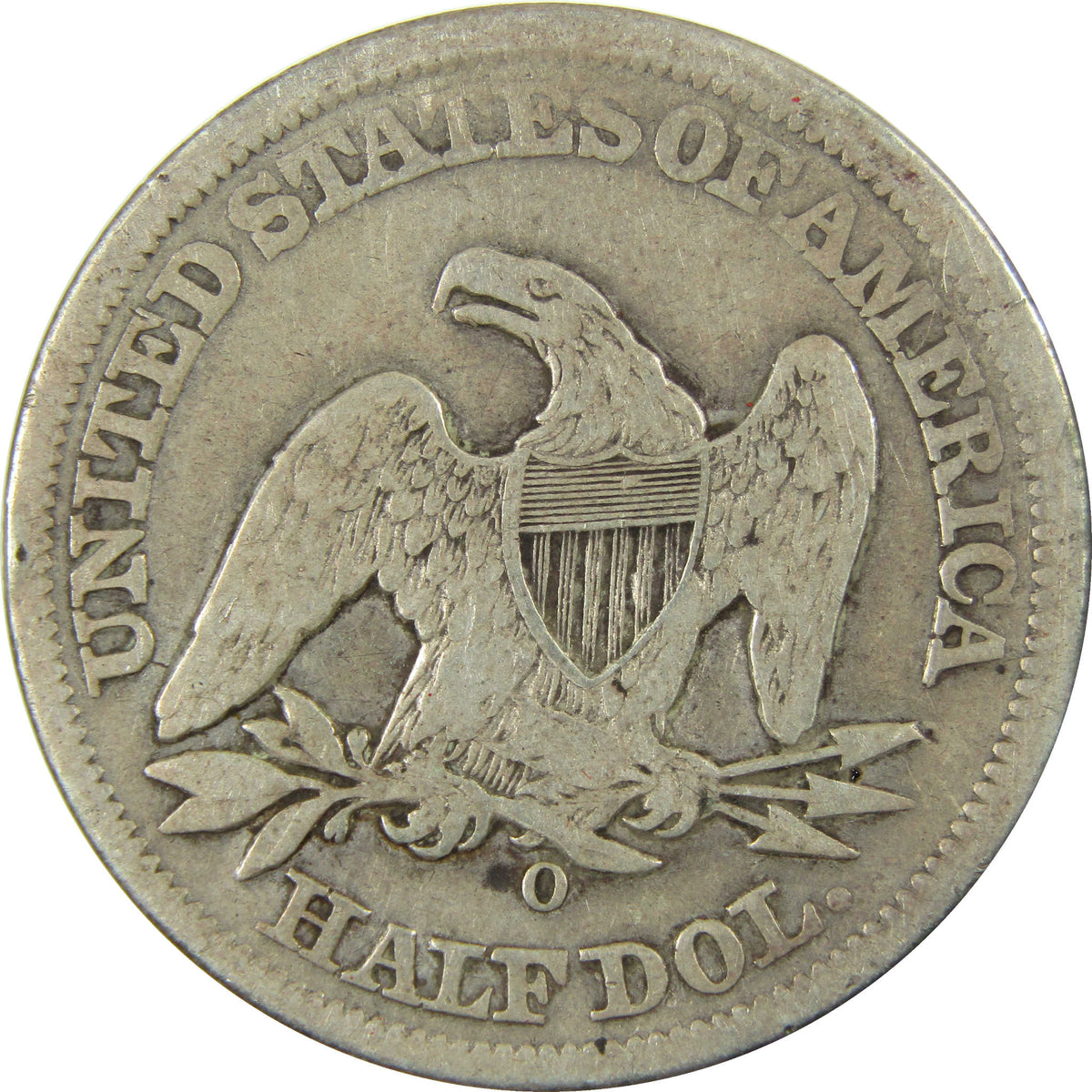 1858 O Seated Liberty Silver Half Dollar AG About Good Coin SKU:CP1759