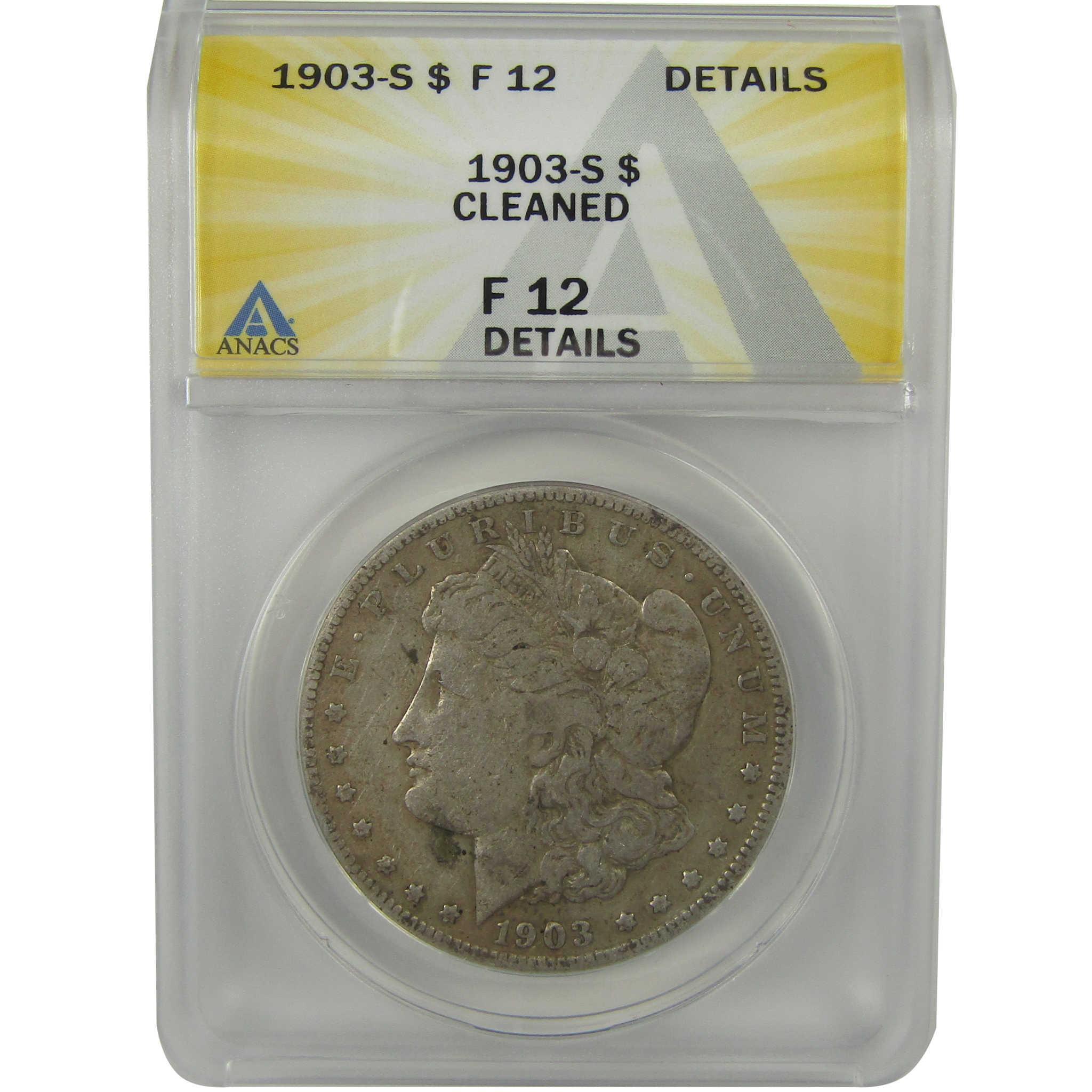 1903 S Morgan Dollar F 12 Details ANACS Silver $1 Coin SKU:I22354 - Morgan coin - Morgan silver dollar - Morgan silver dollar for sale - Profile Coins & Collectibles