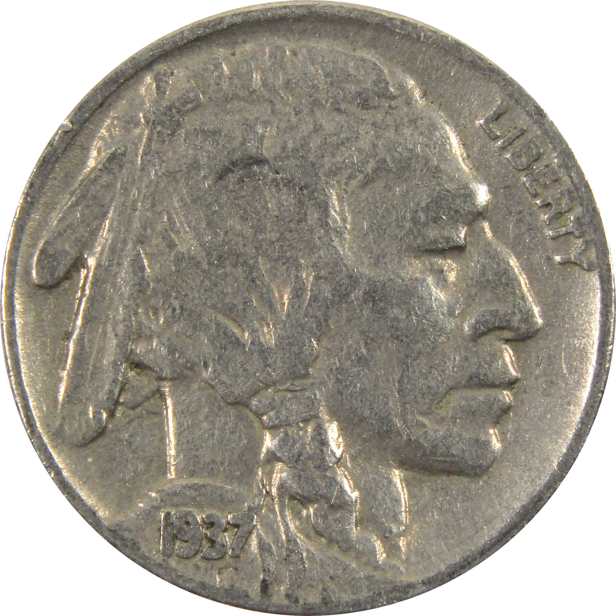 1937 Indian Head Buffalo Nickel F Fine 5c Coin