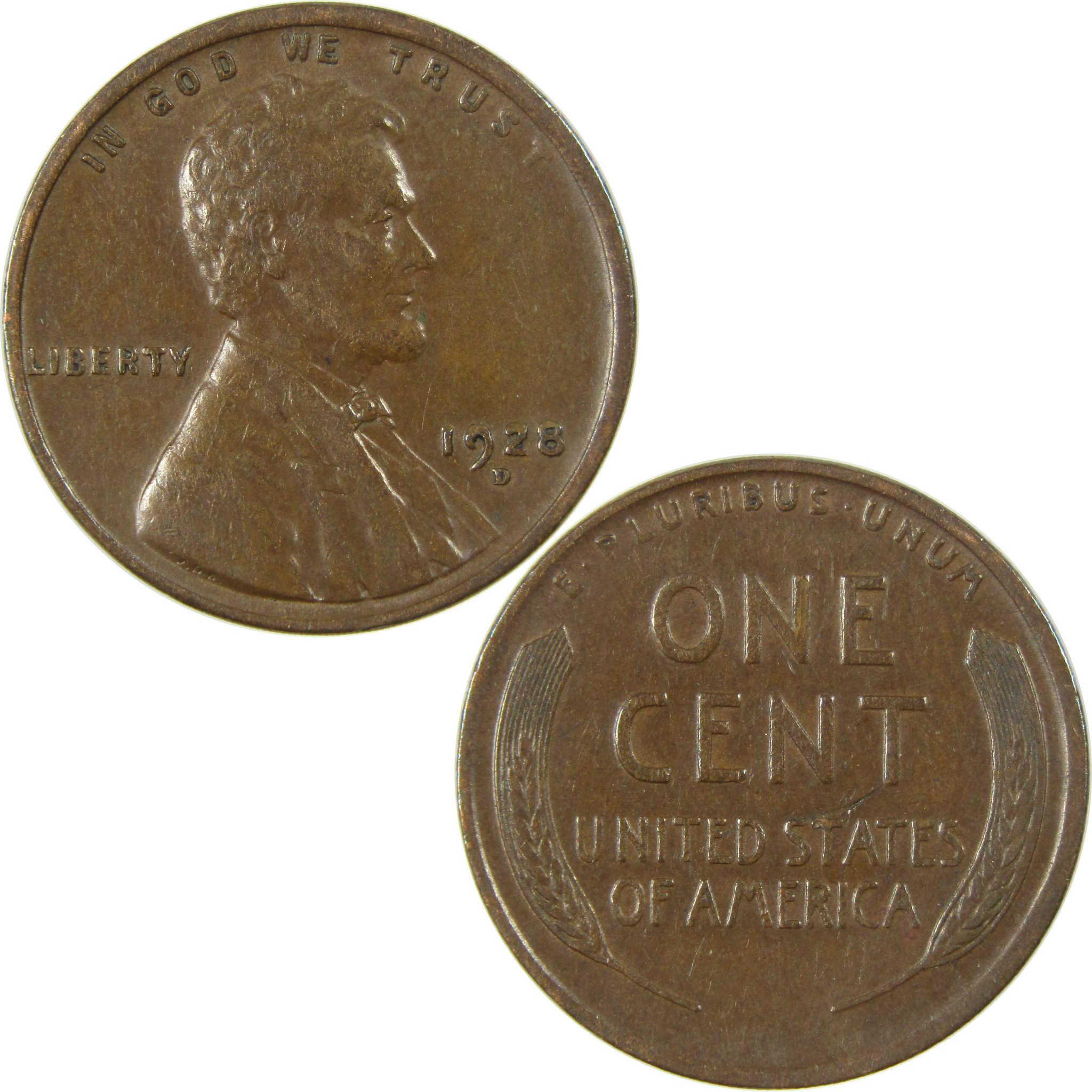 1928 D Lincoln Wheat Cent VF Very Fine Penny 1c Coin SKU:I27577