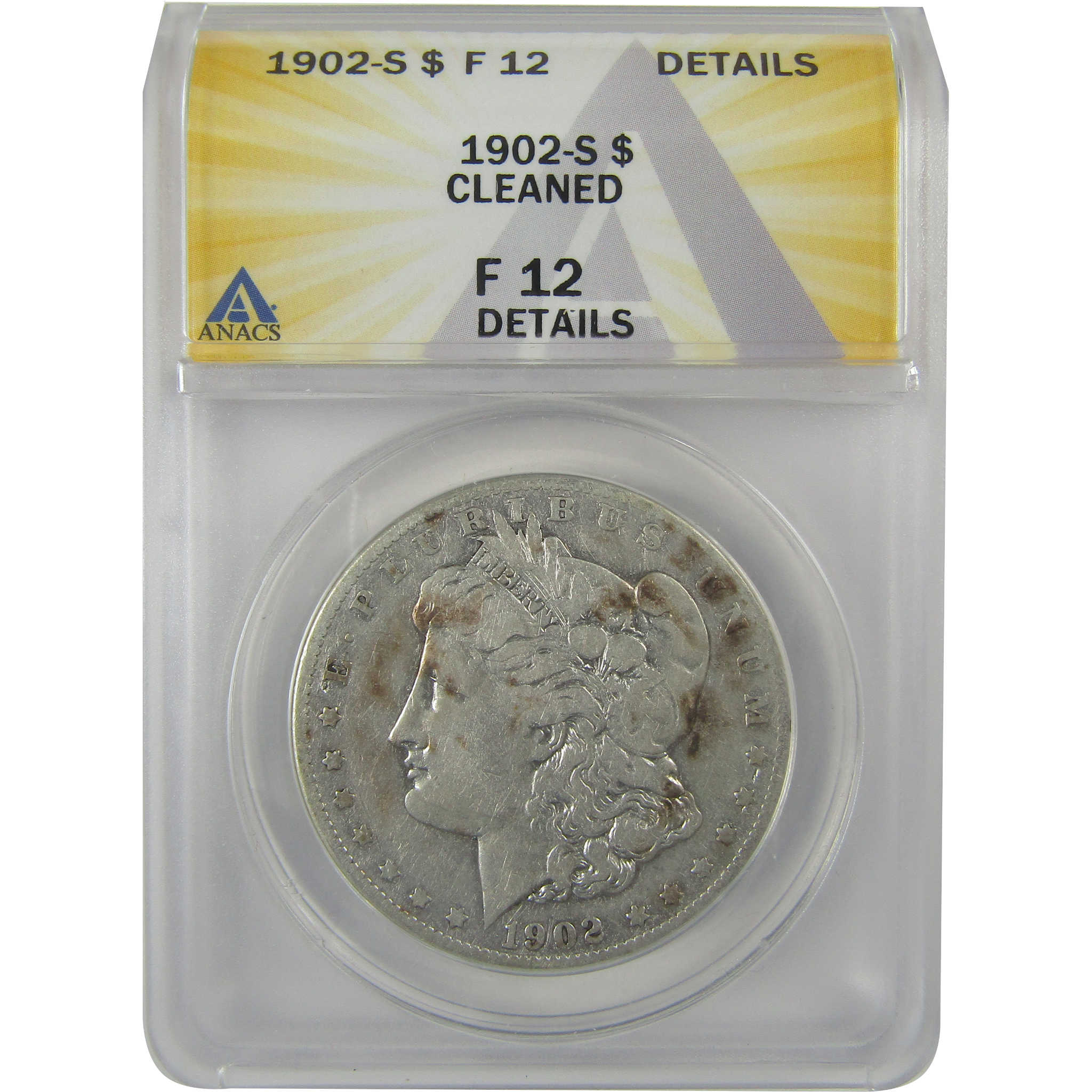 1902 S Morgan Dollar F 12 Details ANACS Silver $1 Coin SKU:I21670 - Morgan coin - Morgan silver dollar - Morgan silver dollar for sale - Profile Coins & Collectibles