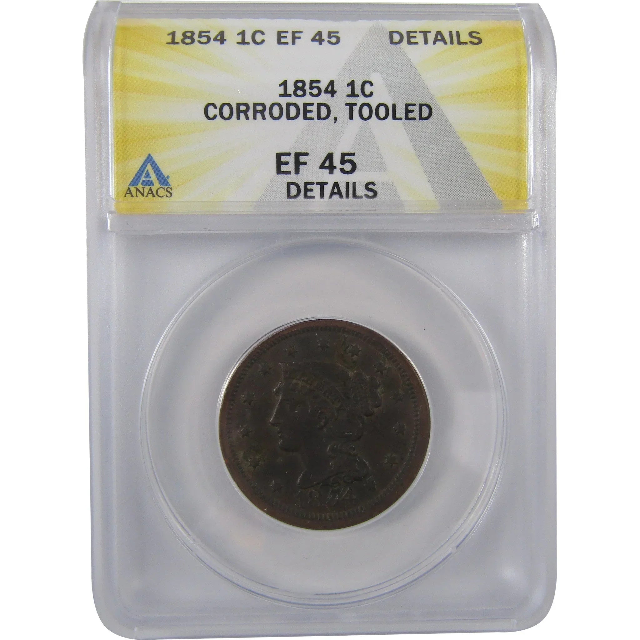 1854 Braided Hair Large Cent EF 45 Details ANACS Copper SKU:I18516