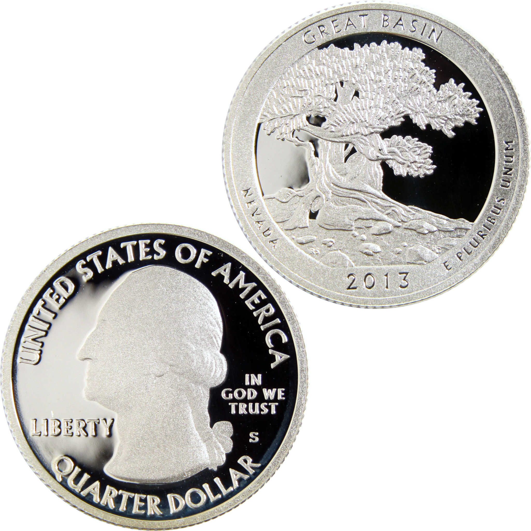 2013 Great Basin Nevada quarter dollar collectible coin, obverse and reverse sides shown