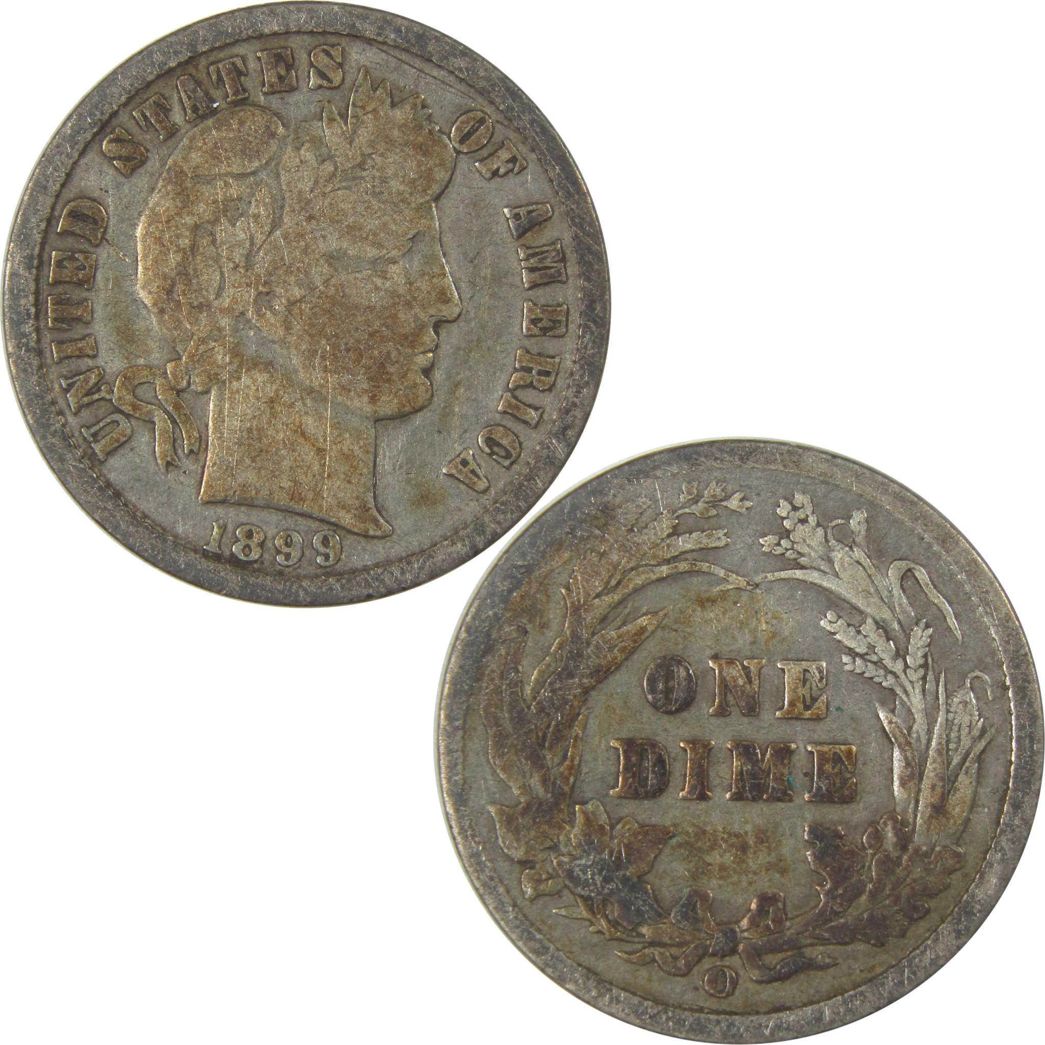1899 O/O Barber Silver Dime VG Very Good 10c Coin SKU:I24207