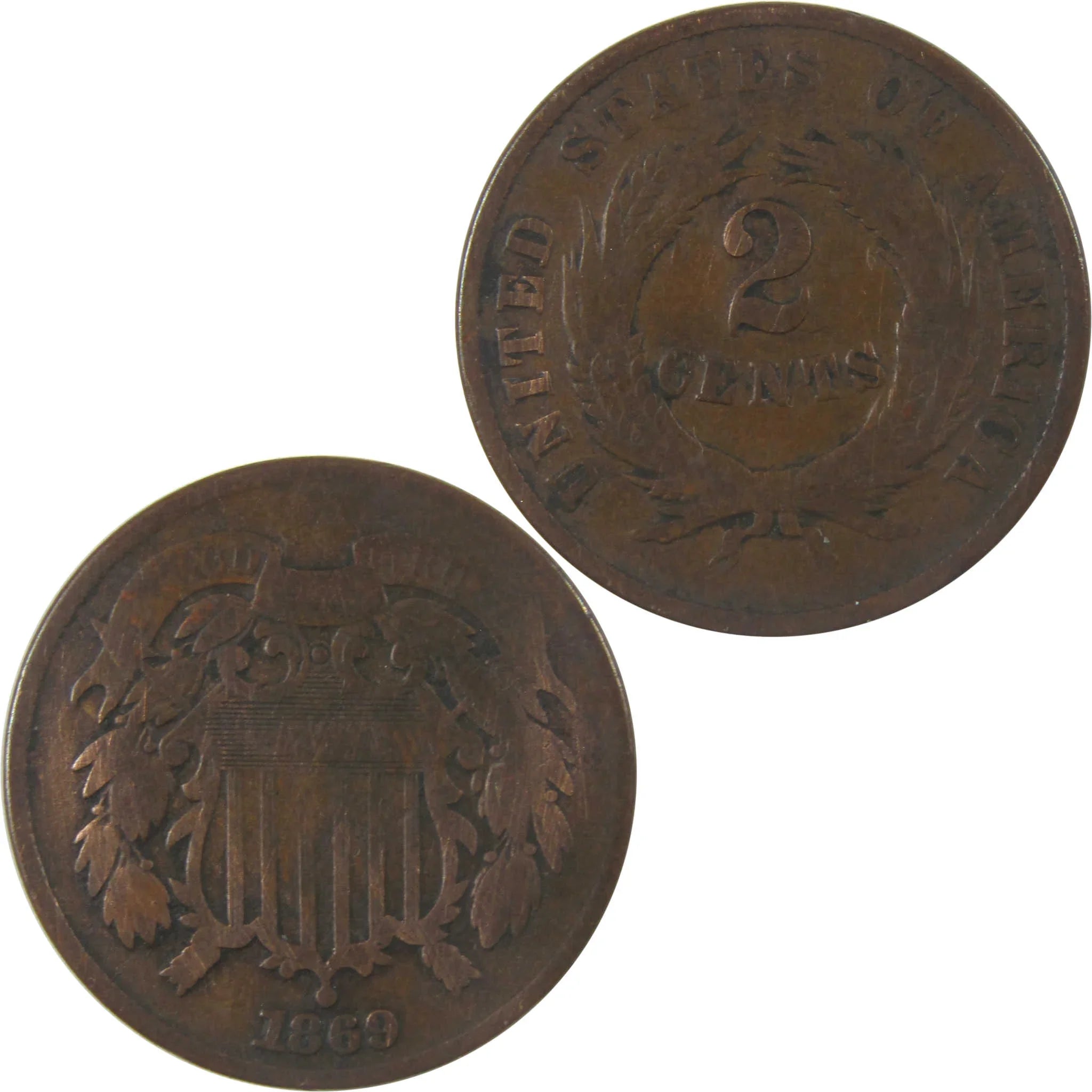 1869 Two Cent Piece G Good 2c Coin Collectible SKU:I24308