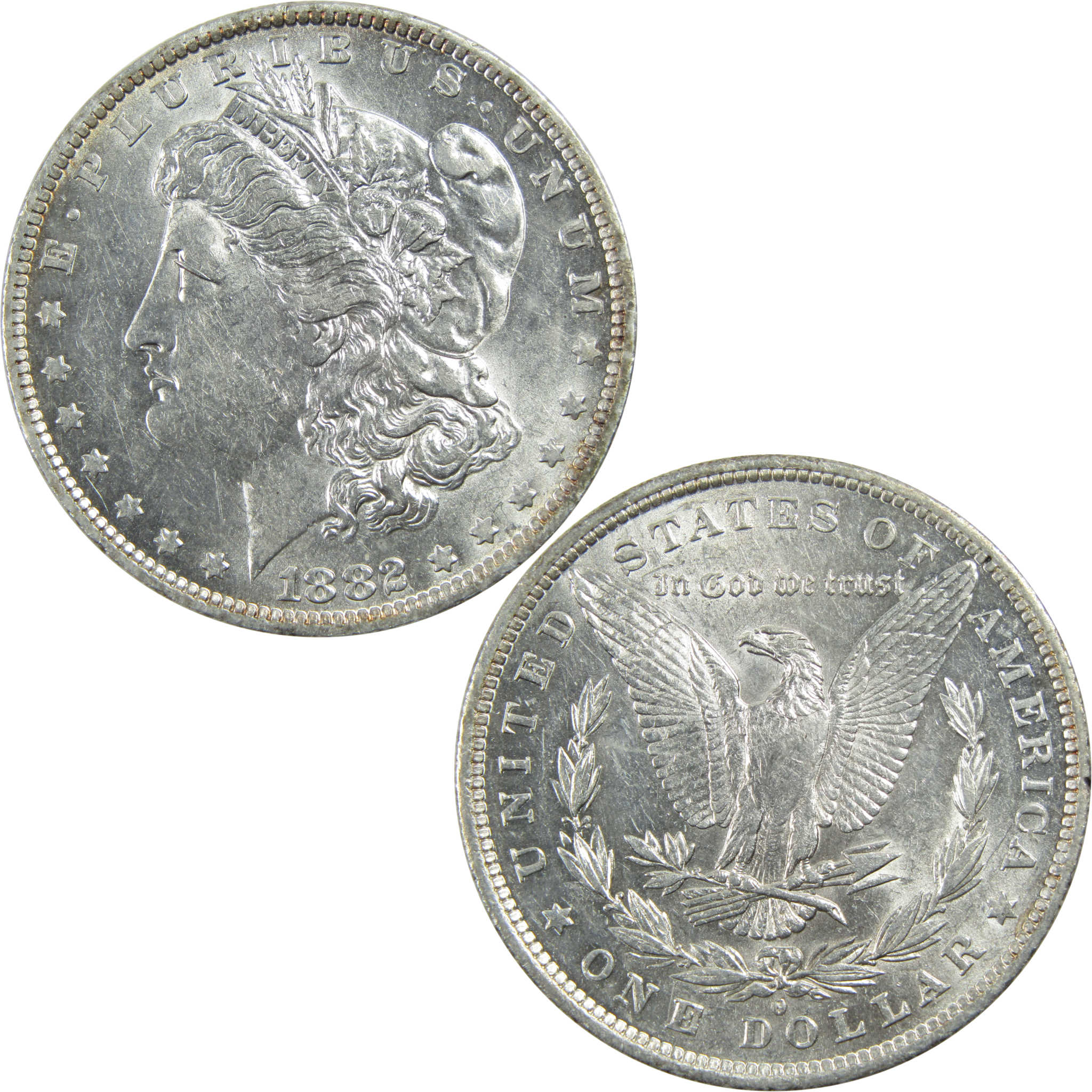 1882 O/S Morgan Dollar AU About Uncirculated Silver $1 Coin SKU:I13608 - Morgan coin - Morgan silver dollar - Morgan silver dollar for sale - Profile Coins &amp; Collectibles