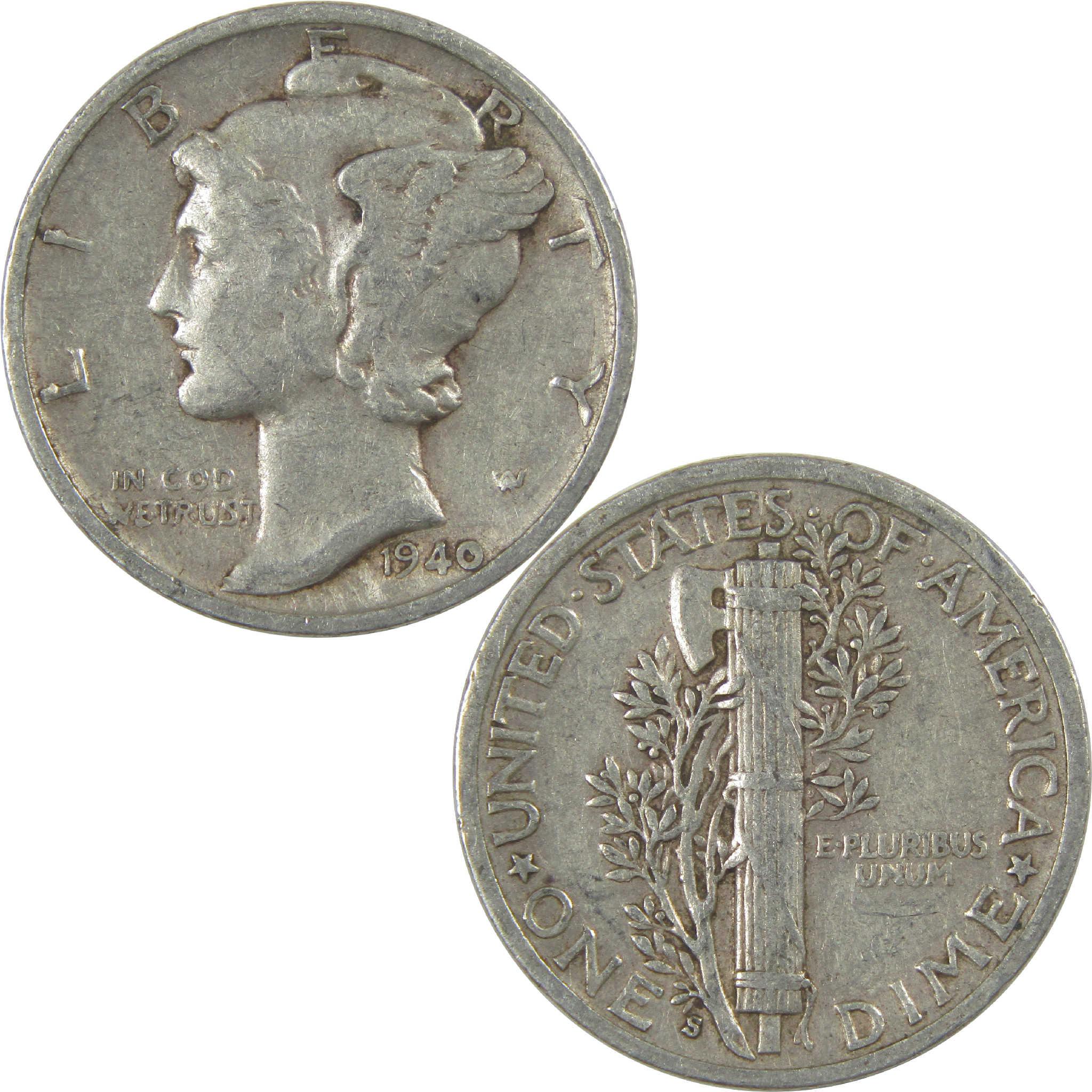 1940 S Mercury Dime XF EF Extremely Fine Silver 10c Coin