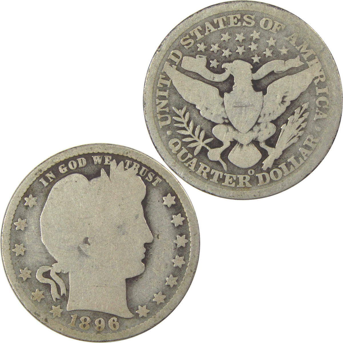 1896 O Barber Quarter G Good Silver 25c Coin SKU:I21859