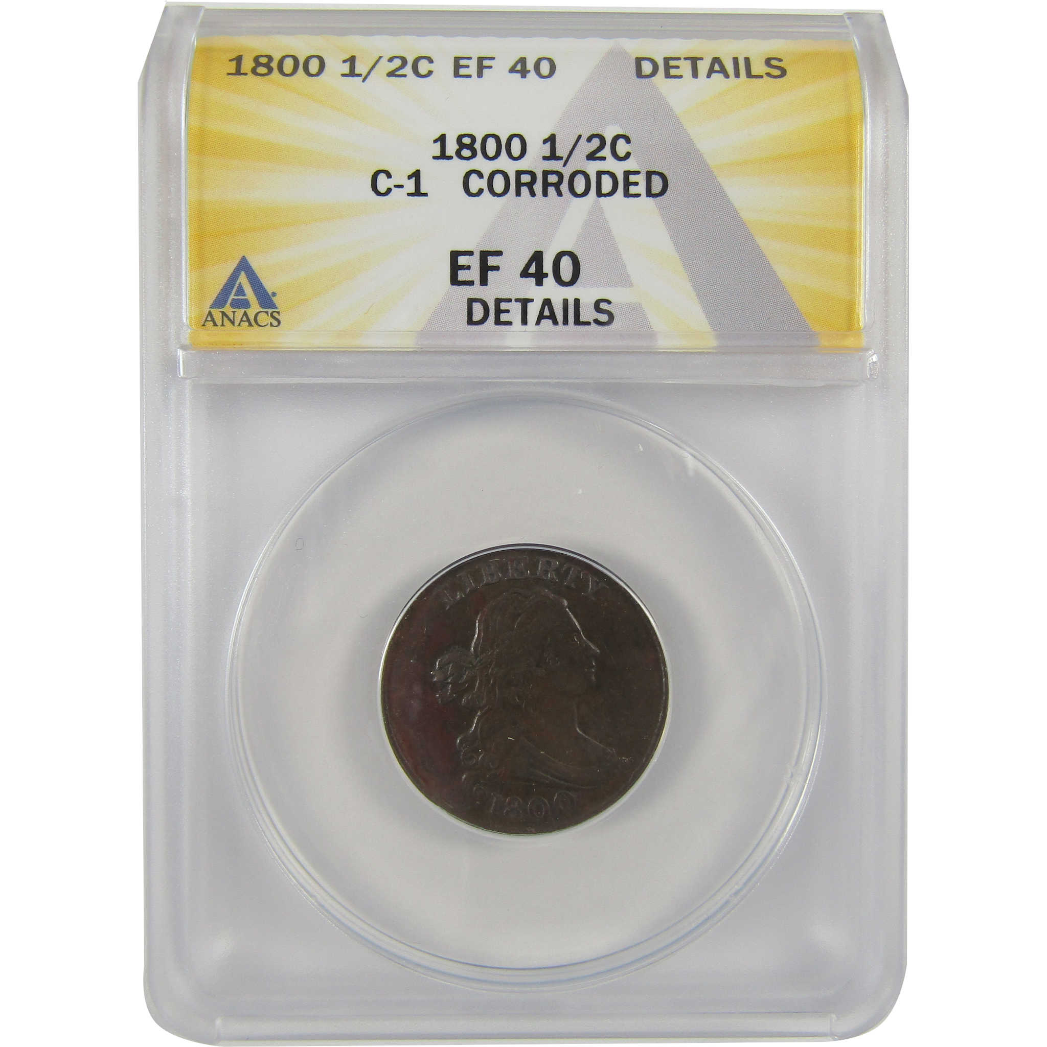 1800 C-1 Draped Bust Half Cent EF 40 Details ANACS Copper SKU:CPC0823