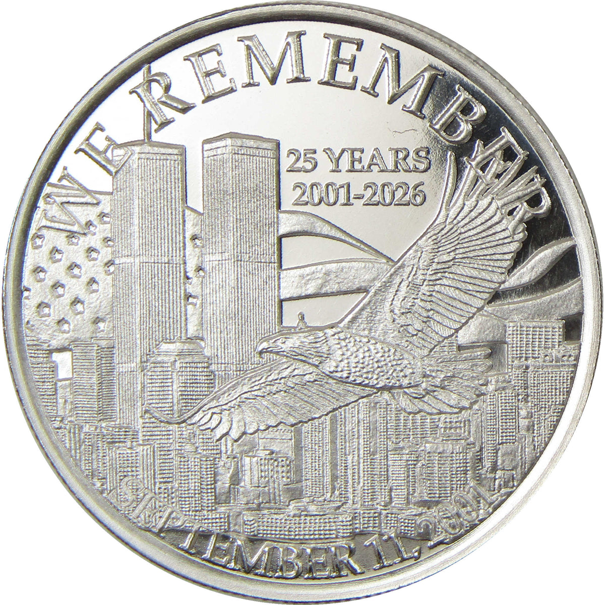 September 11th We Remember 1/2 oz .999 Silver Round Collectible