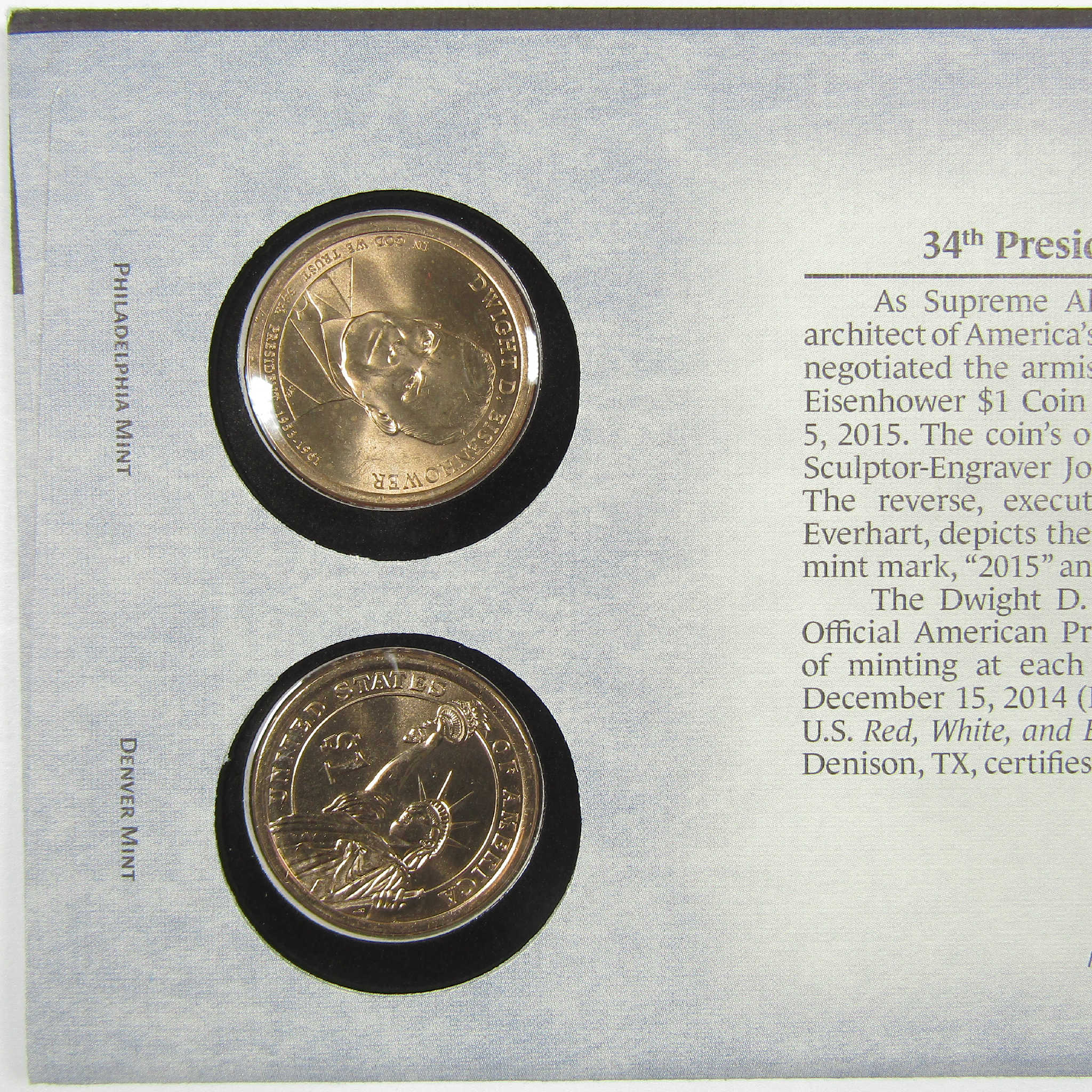 2015 Dwight Eisenhower American Presidency $1 Coin Cover SKU:CPC9875