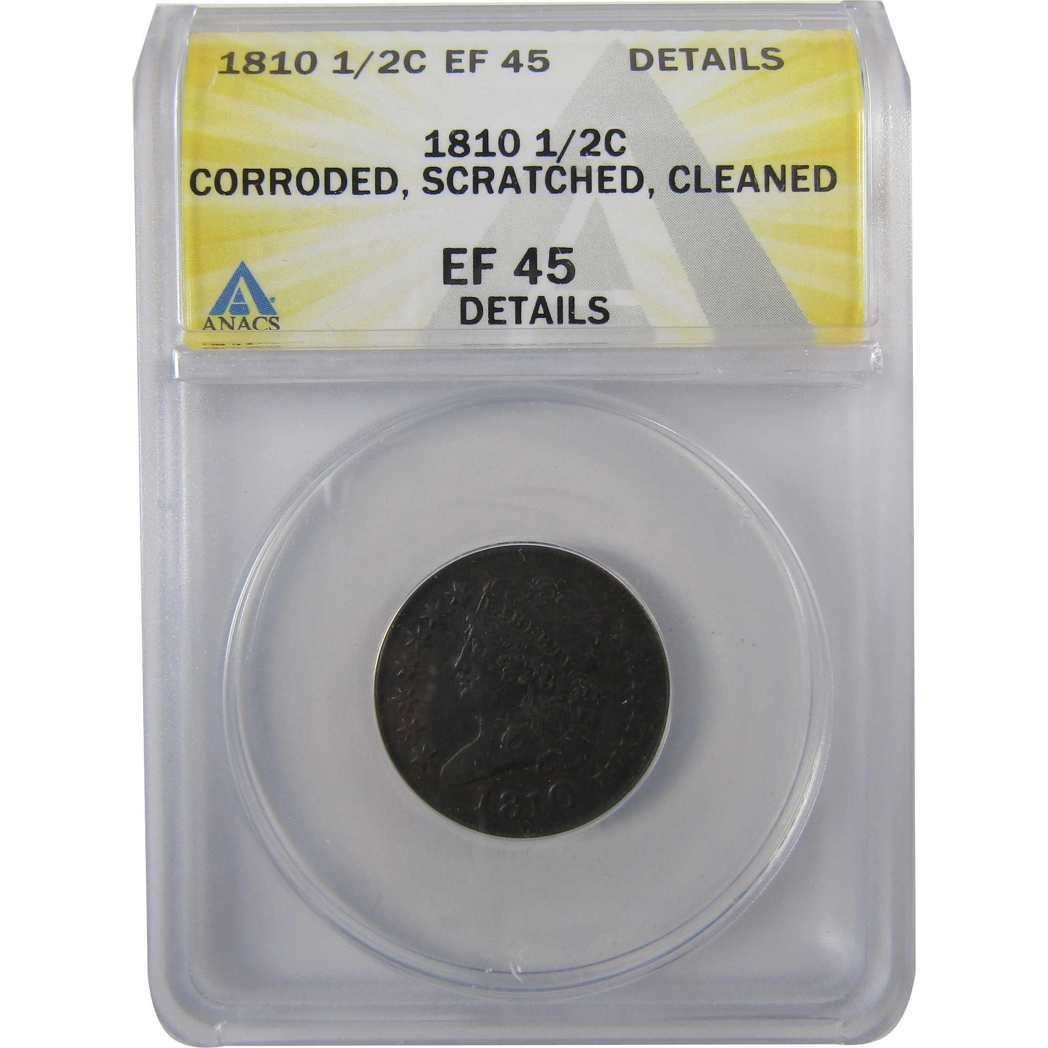 1810 Classic Head Copper Half Cent EF 45 Details ANACS SKU:I25502