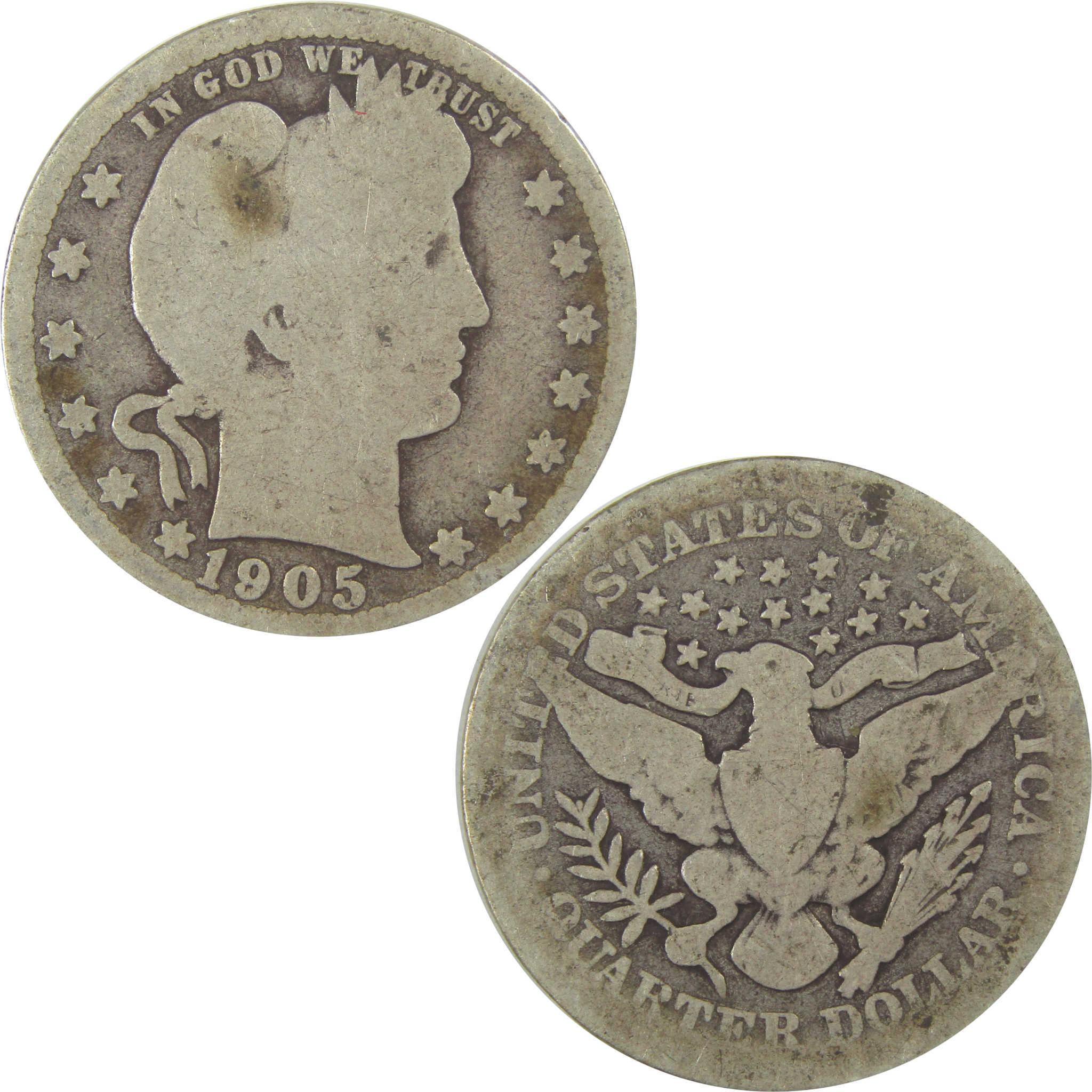 1905 Barber Quarter AG About Good Silver 25c Coin SKU:I21798
