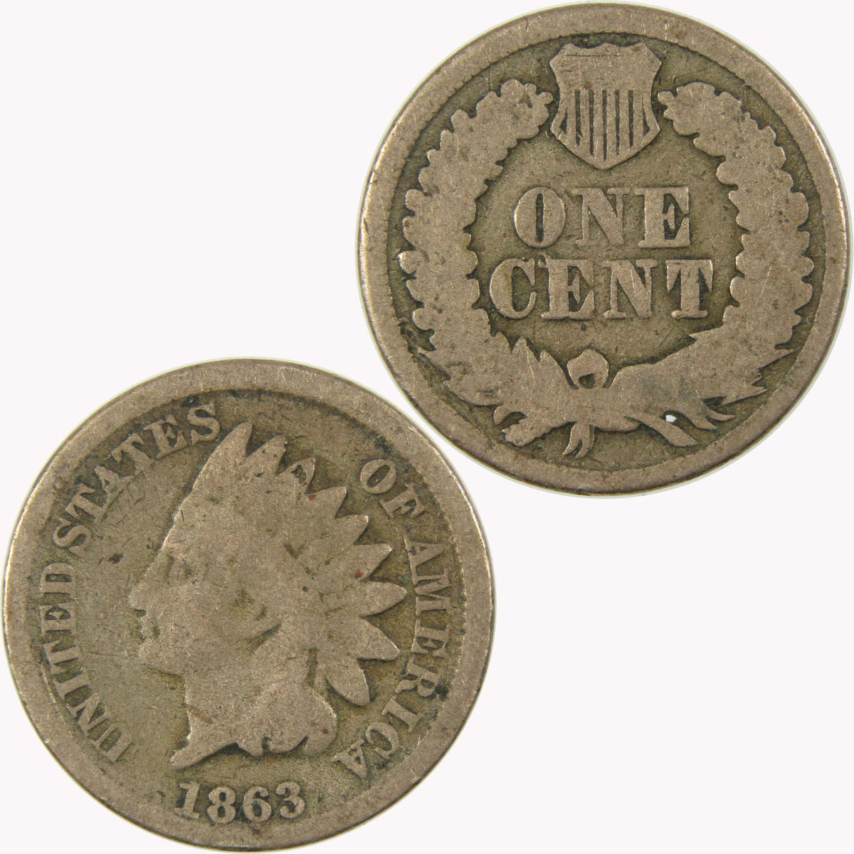 1863 Indian Head Cent G Good Penny 1c Coin SKU:CP1103