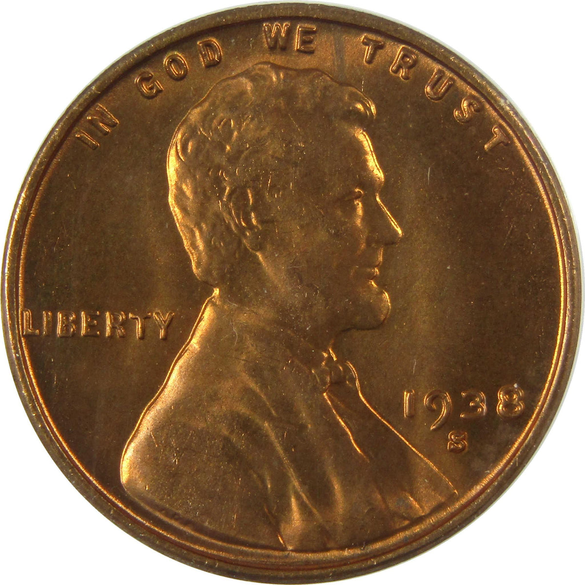 1938 S Lincoln Wheat Cent MS 66 RD ANACS Penny Uncirculated SKU:I27934