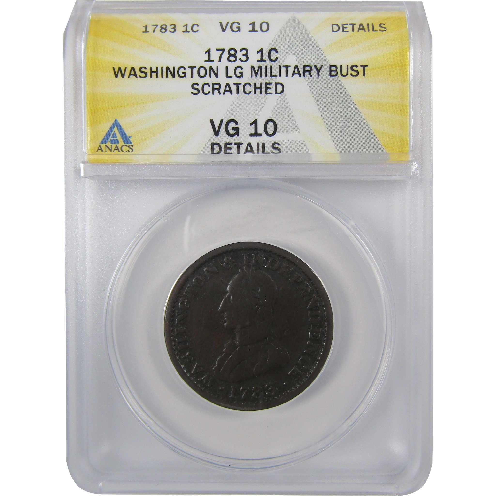 1783 Large Military Bust Washington Token VG10 Detail ANACS SKU:I25426
