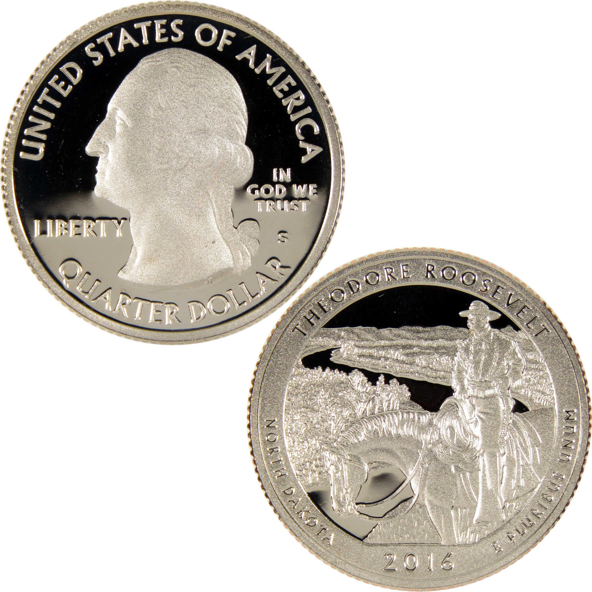 2016 Theodore Roosevelt North Dakota commemorative quarter, collectible coin, reverse and obverse sides
