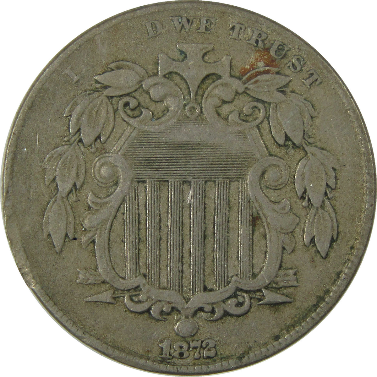 1872 Shield Nickel VF Very Fine 5c Coin Collectible SKU:I28246
